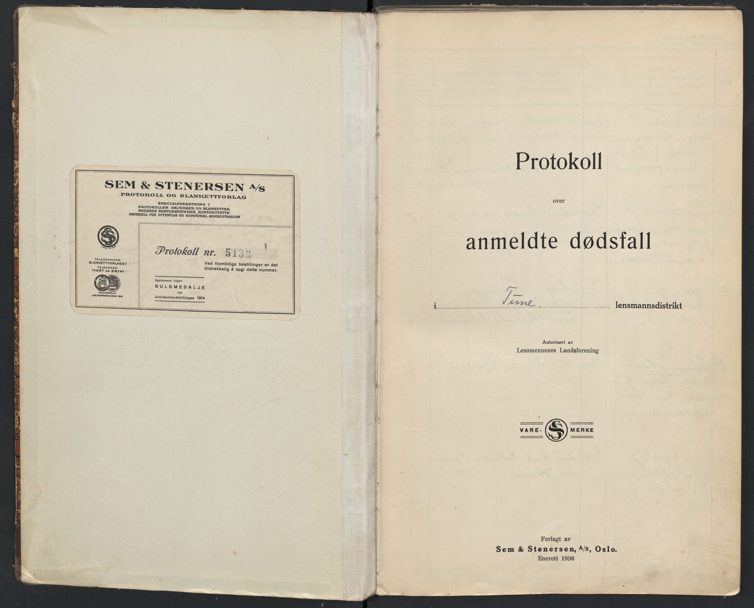 Tune lensmannskontor, SAO/A-10104/H/Ha/L0004: Dødsfallsprotokoll, 1939-1944
