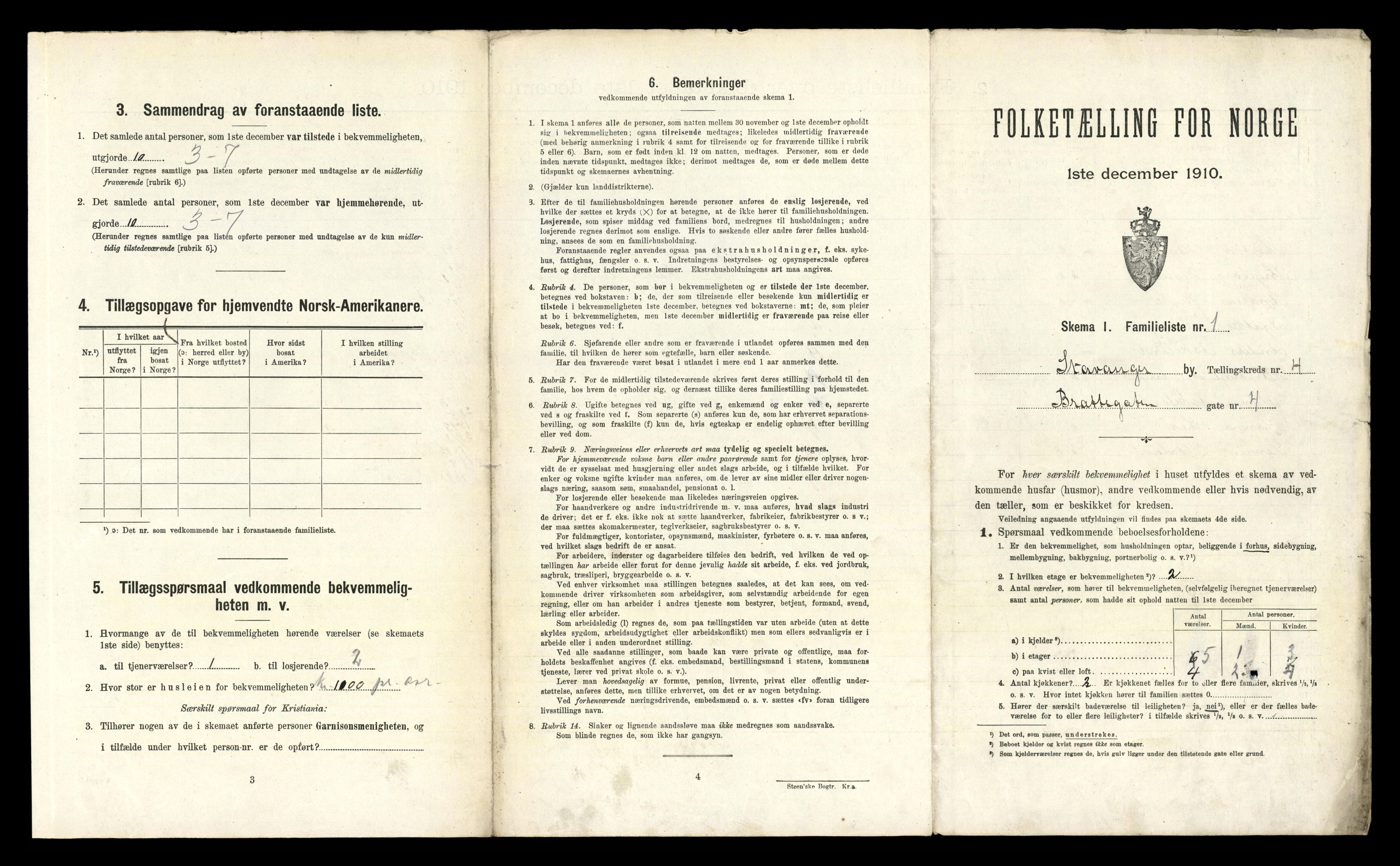 RA, 1910 census for Stavanger, 1910, p. 1580