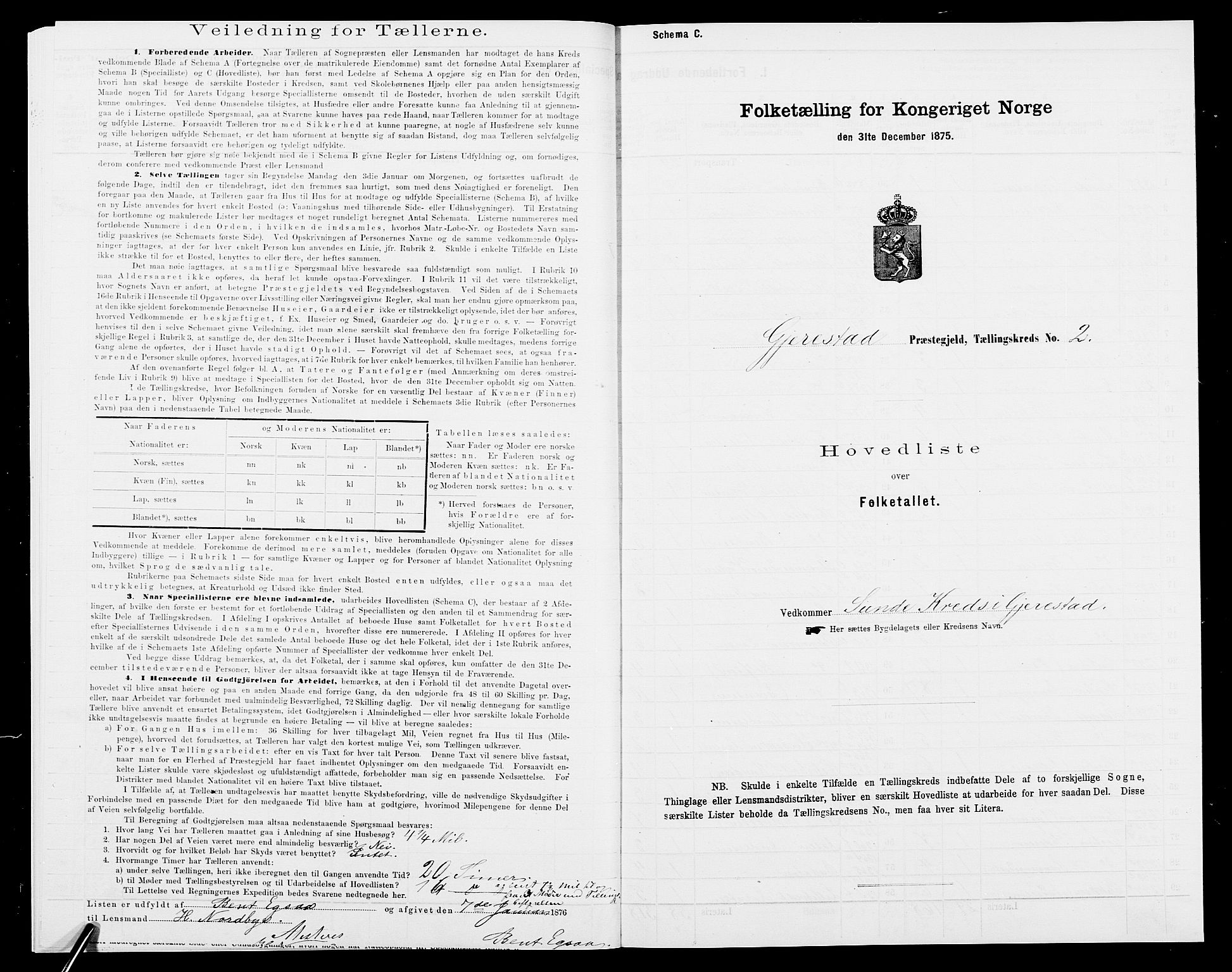 SAK, 1875 census for 0911P Gjerstad, 1875, p. 18