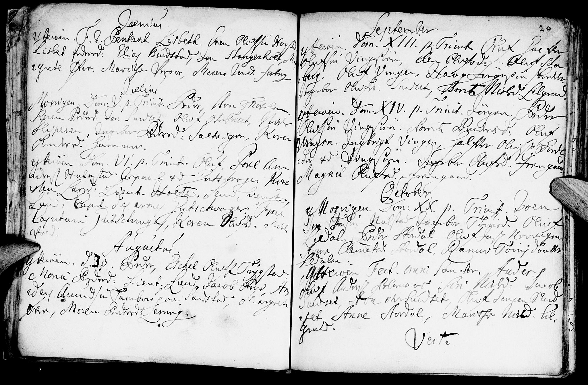 Ministerialprotokoller, klokkerbøker og fødselsregistre - Nord-Trøndelag, SAT/A-1458/722/L0215: Parish register (official) no. 722A02, 1718-1755, p. 20