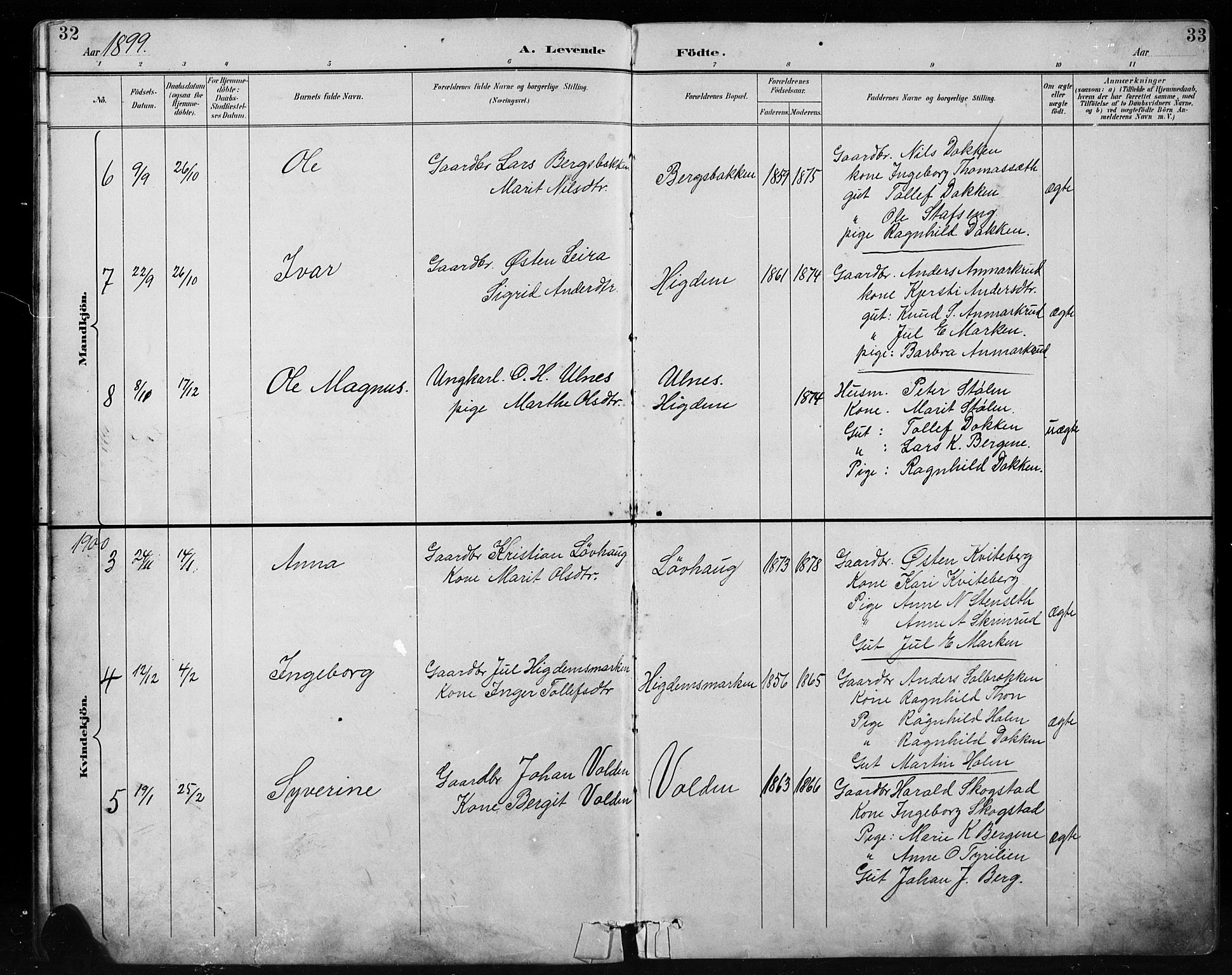 Etnedal prestekontor, SAH/PREST-130/H/Ha/Hab/Habb/L0001: Parish register (copy) no. II 1, 1894-1911, p. 32-33
