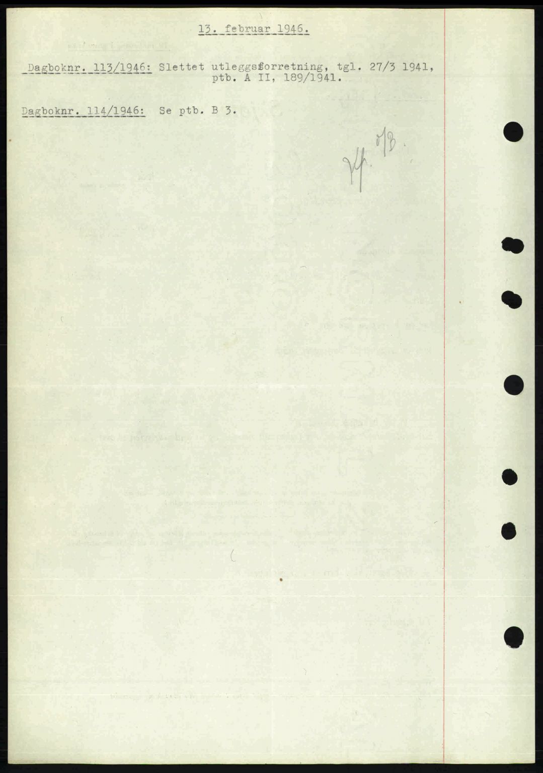 Nedenes sorenskriveri, SAK/1221-0006/G/Gb/Gba/L0054: Mortgage book no. A6c, 1946-1946, Diary no: : 113/1946