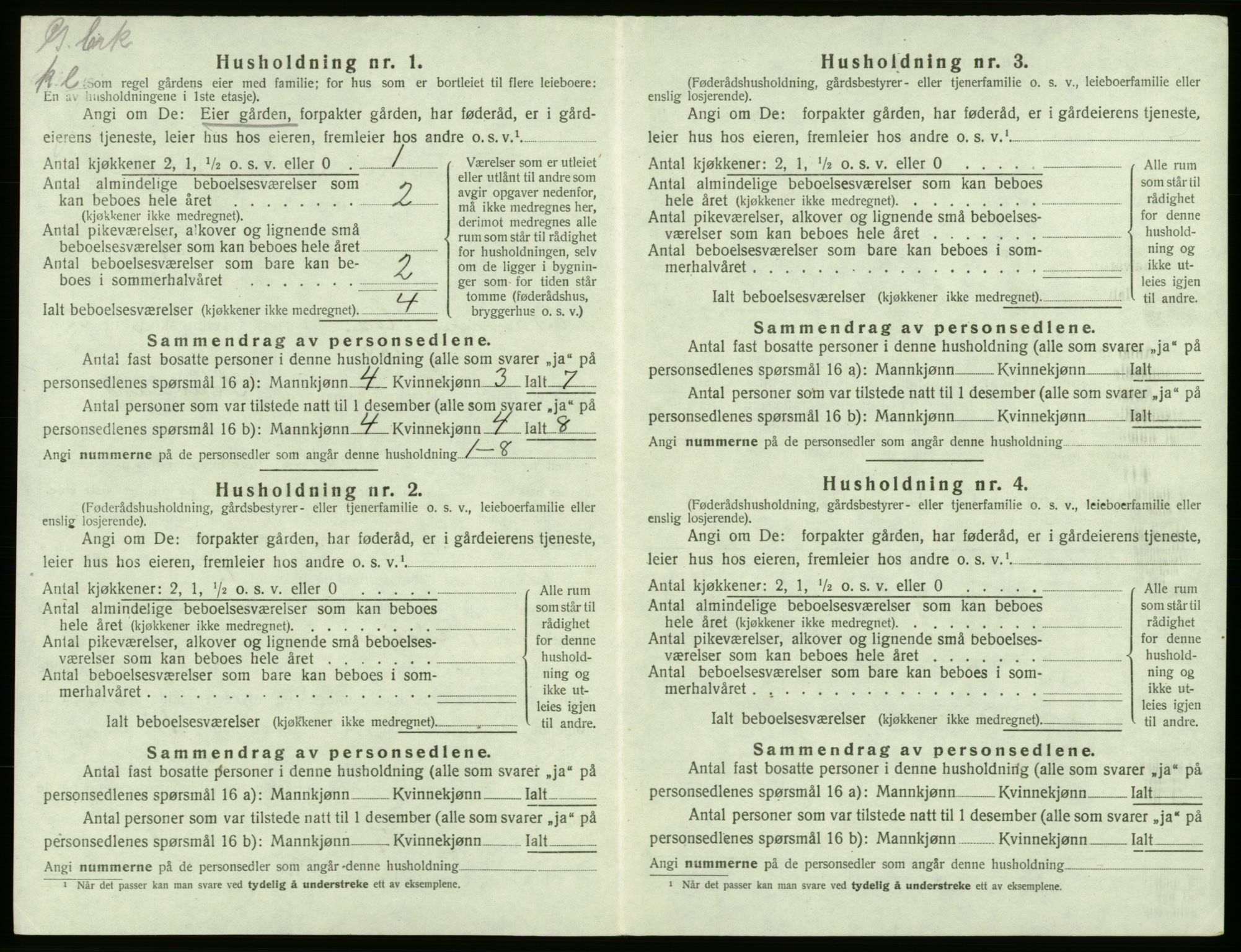 SAB, 1920 census for Bremnes, 1920, p. 356