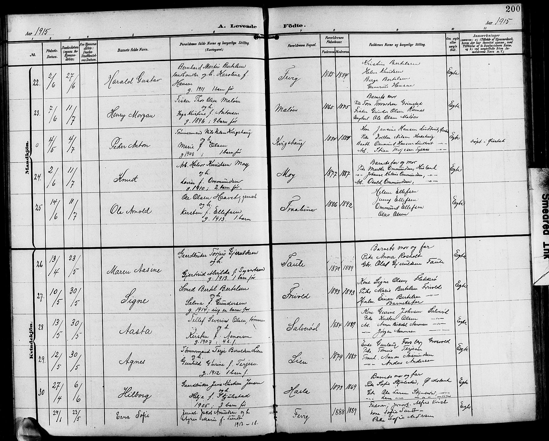 Fjære sokneprestkontor, AV/SAK-1111-0011/F/Fb/L0012: Parish register (copy) no. B 12, 1902-1925, p. 200