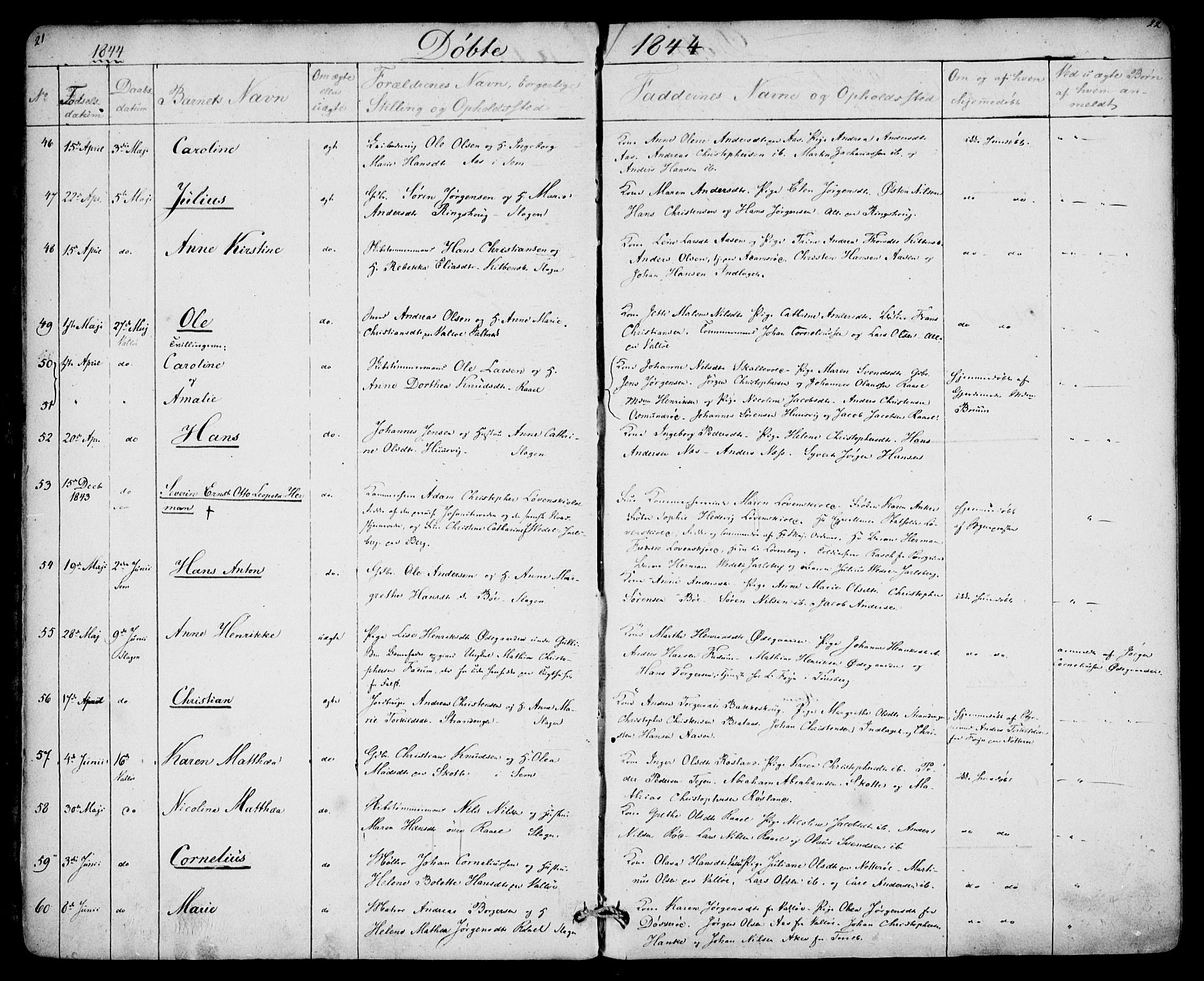 Sem kirkebøker, SAKO/A-5/F/Fa/L0006: Parish register (official) no. I 6, 1843-1855, p. 21-22