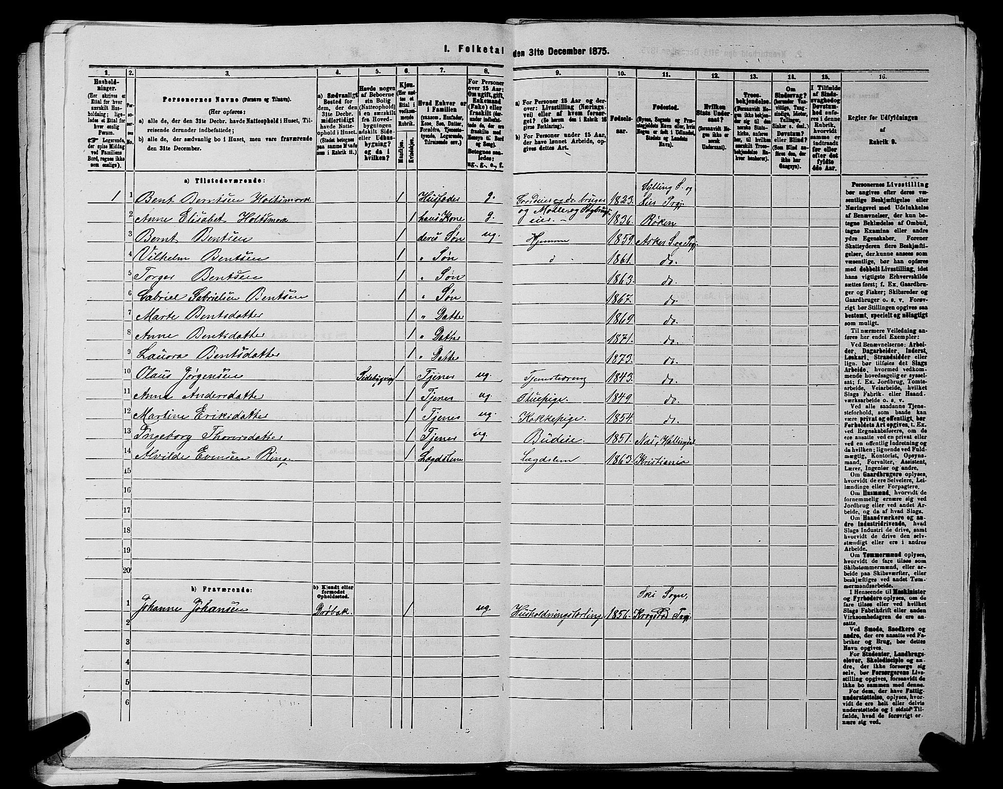 RA, 1875 census for 0220P Asker, 1875, p. 278