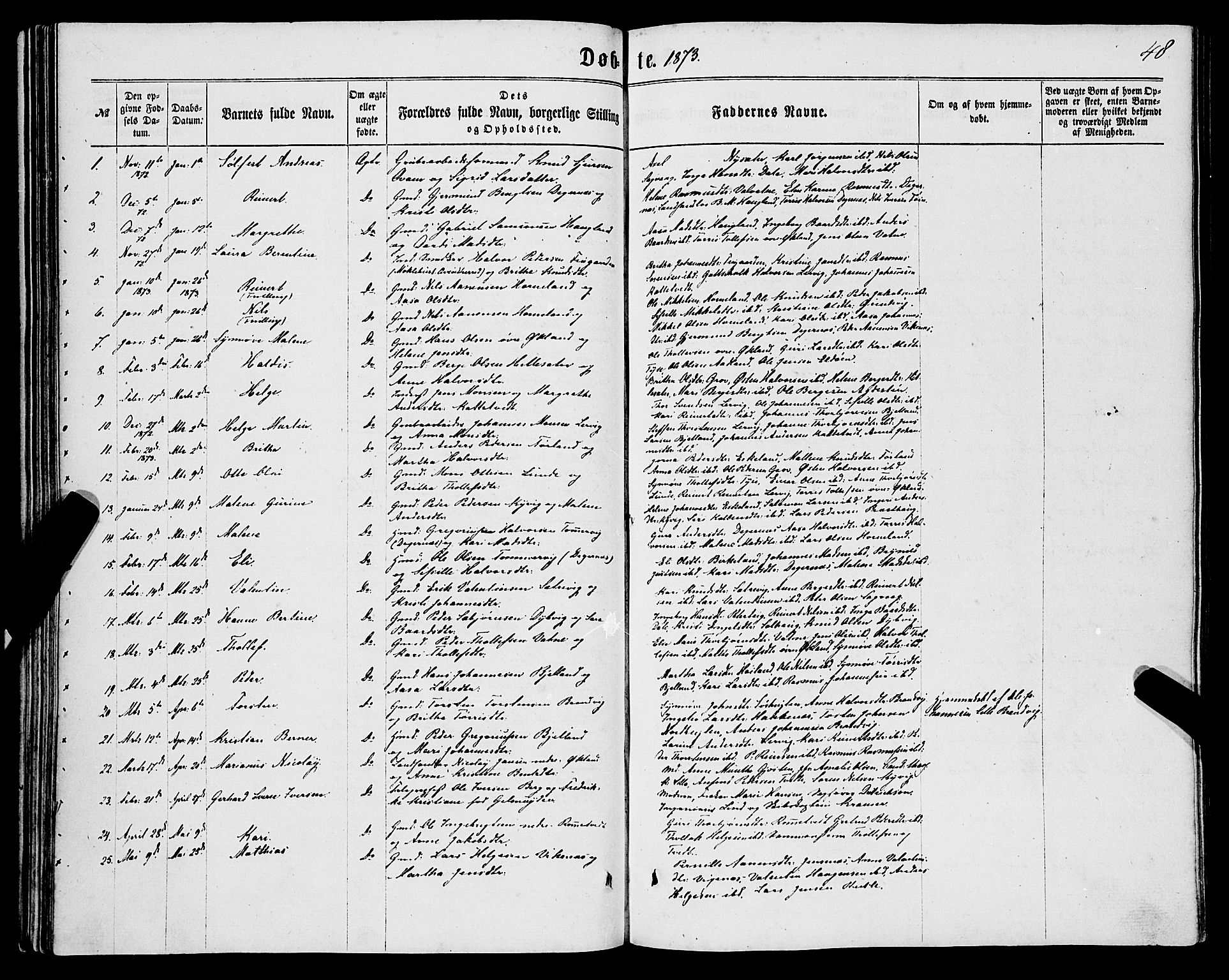 Stord sokneprestembete, SAB/A-78201/H/Haa: Parish register (official) no. B 1, 1862-1877, p. 48