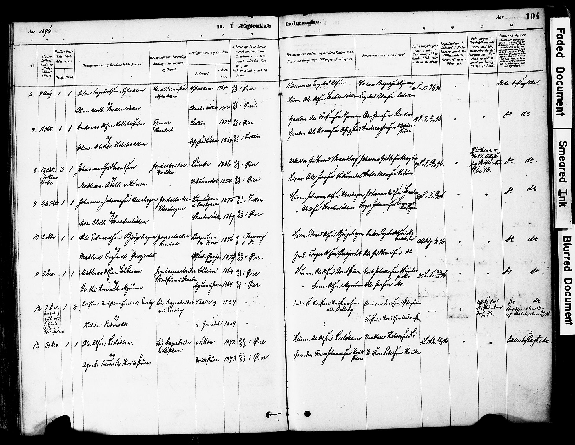 Øyer prestekontor, AV/SAH-PREST-084/H/Ha/Haa/L0008: Parish register (official) no. 8, 1878-1897, p. 194