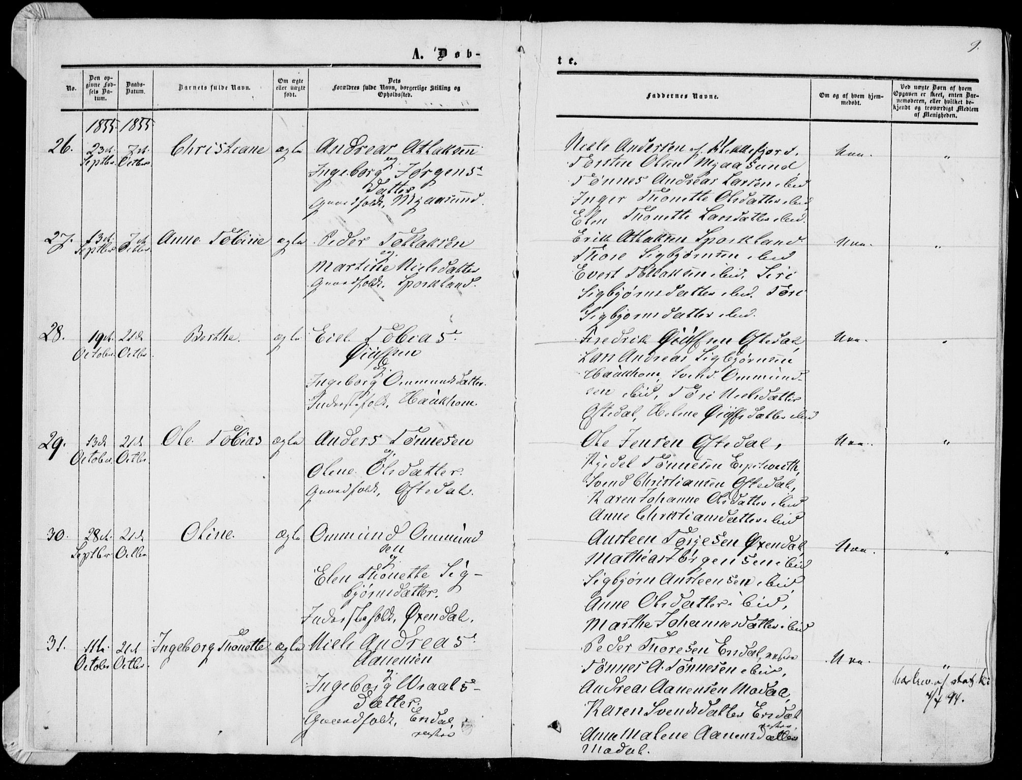 Bakke sokneprestkontor, AV/SAK-1111-0002/F/Fa/Faa/L0006: Parish register (official) no. A 6, 1855-1877, p. 9