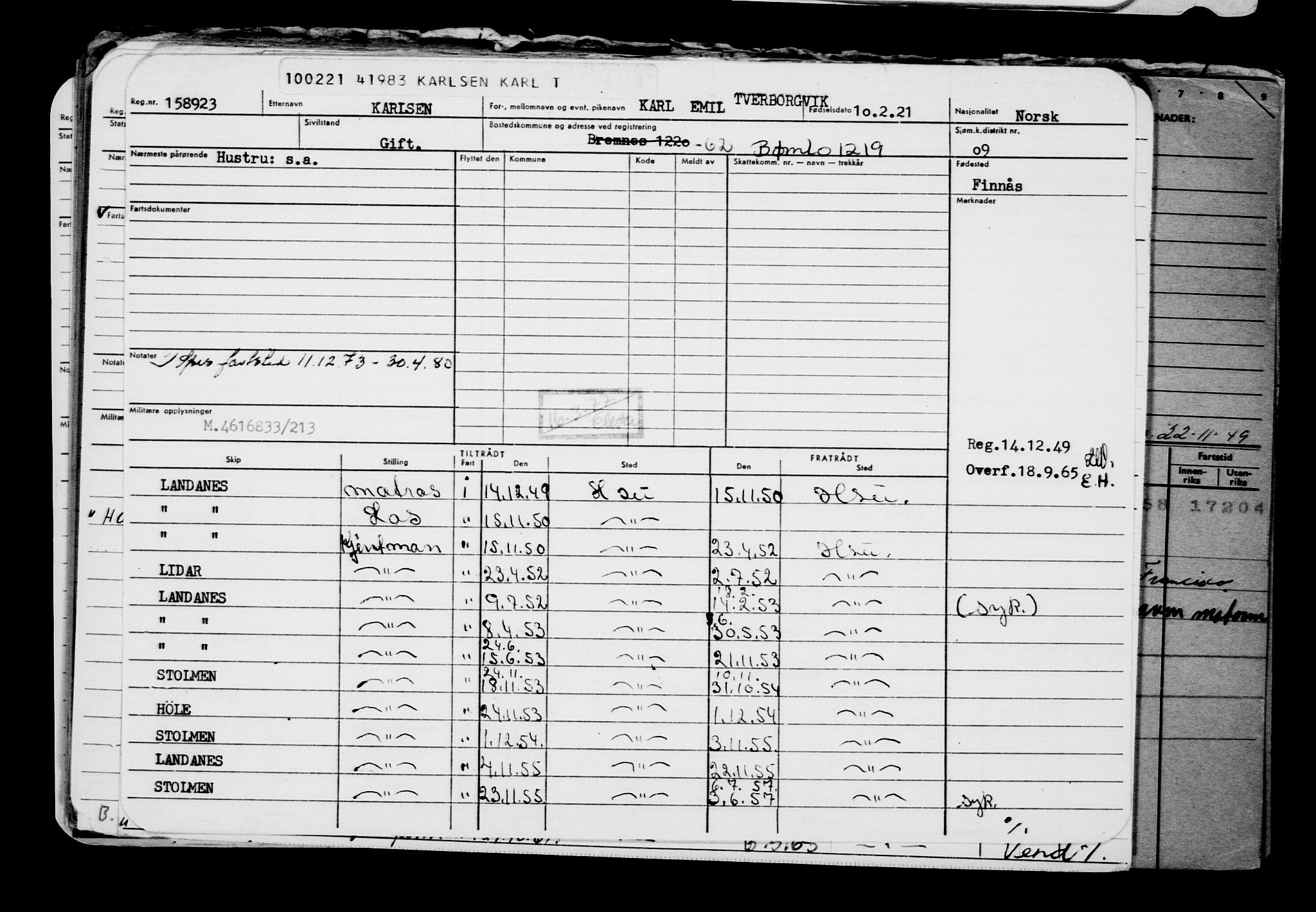 Direktoratet for sjømenn, AV/RA-S-3545/G/Gb/L0190: Hovedkort, 1921, p. 245