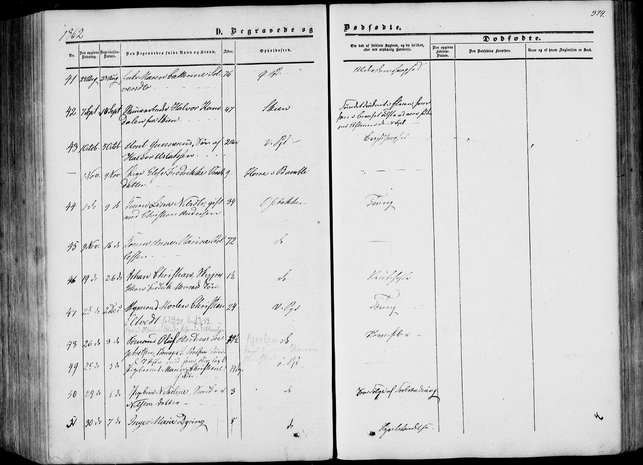 Porsgrunn kirkebøker , AV/SAKO-A-104/F/Fa/L0007: Parish register (official) no. 7, 1858-1877, p. 374