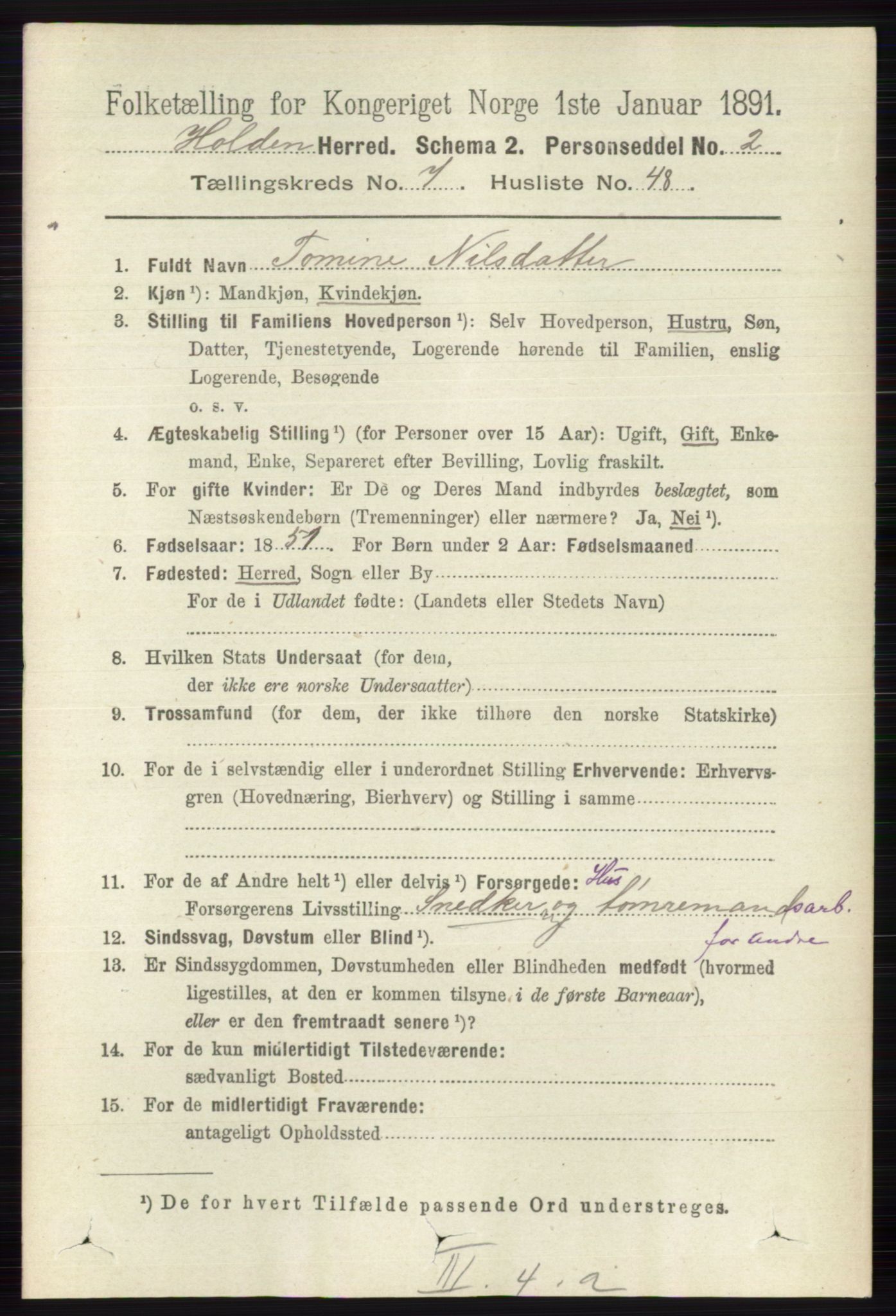 RA, 1891 census for 0819 Holla, 1891, p. 3560