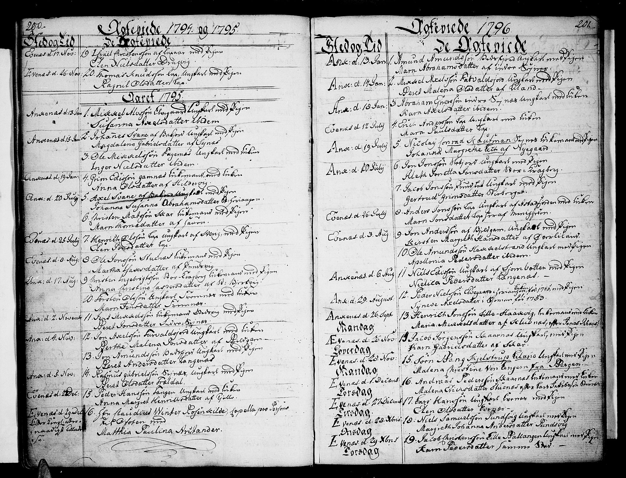 Ministerialprotokoller, klokkerbøker og fødselsregistre - Nordland, SAT/A-1459/863/L0893: Parish register (official) no. 863A05, 1794-1821, p. 200-201