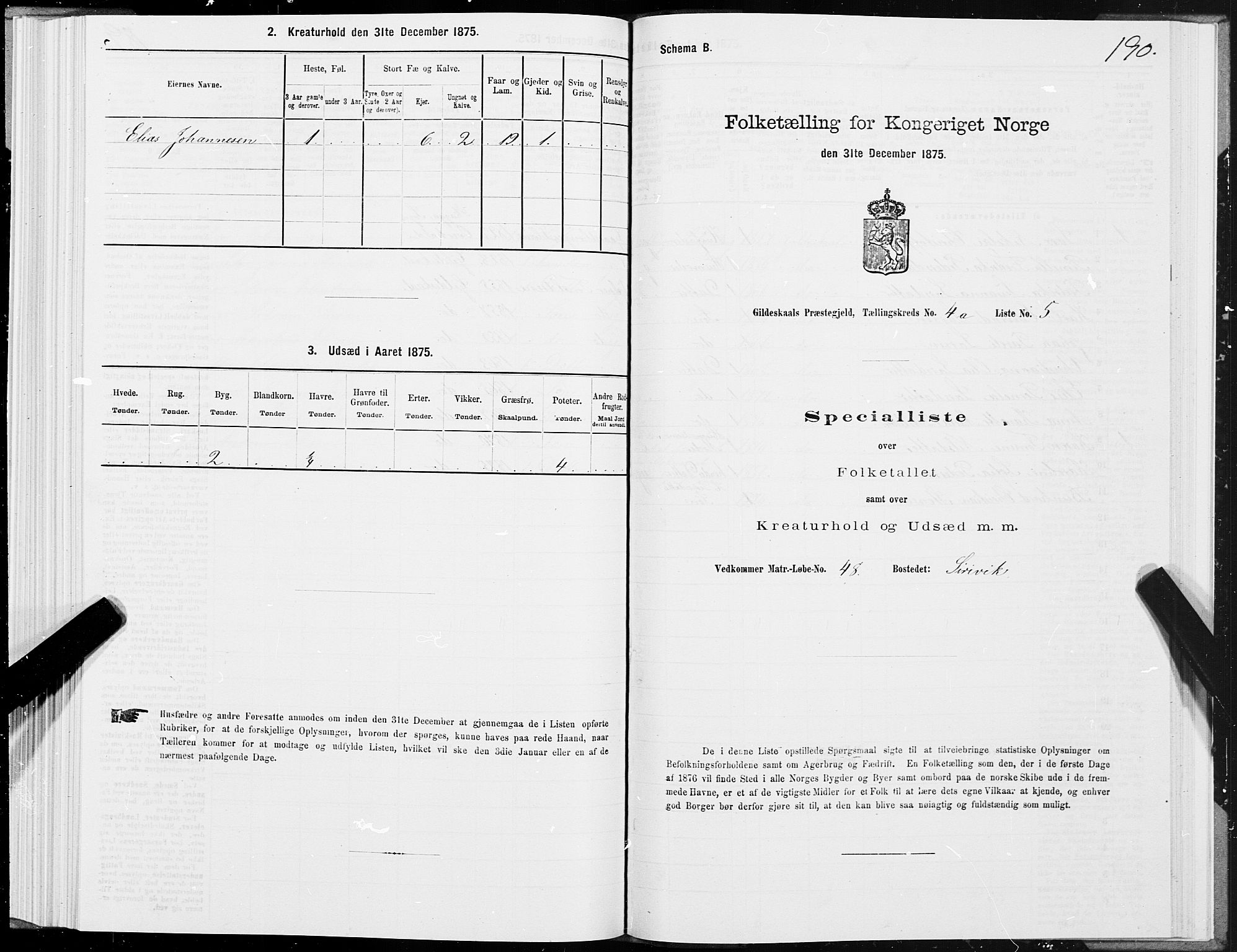 SAT, 1875 census for 1838P Gildeskål, 1875, p. 2190