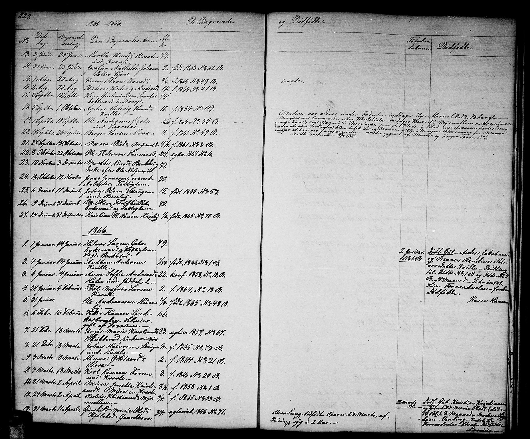 Aurskog prestekontor Kirkebøker, AV/SAO-A-10304a/G/Gb/L0001: Parish register (copy) no. II 1, 1858-1885, p. 223