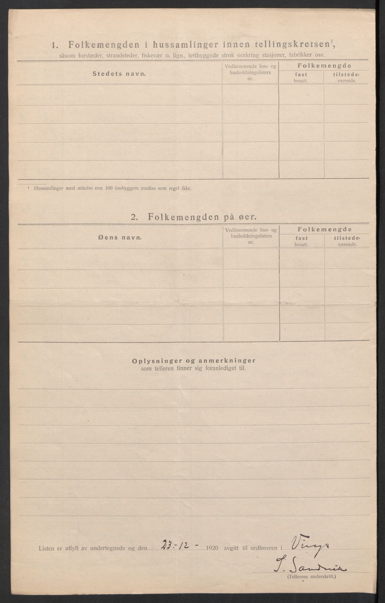 SAH, 1920 census for Vinger, 1920, p. 33