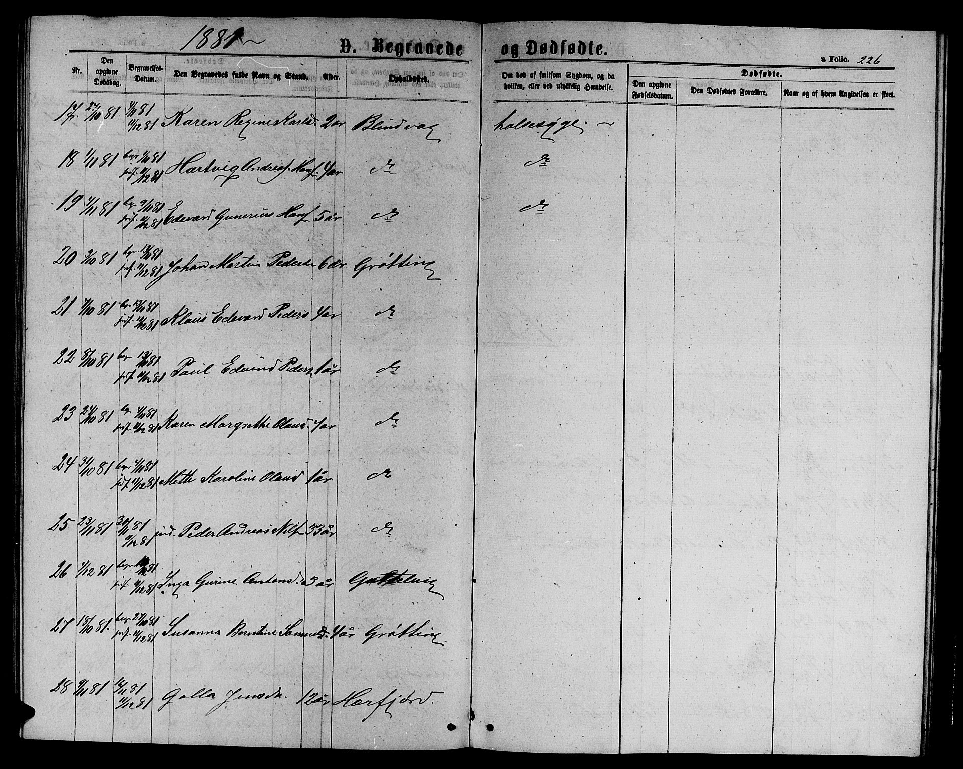 Ministerialprotokoller, klokkerbøker og fødselsregistre - Sør-Trøndelag, SAT/A-1456/656/L0695: Parish register (copy) no. 656C01, 1867-1889, p. 226