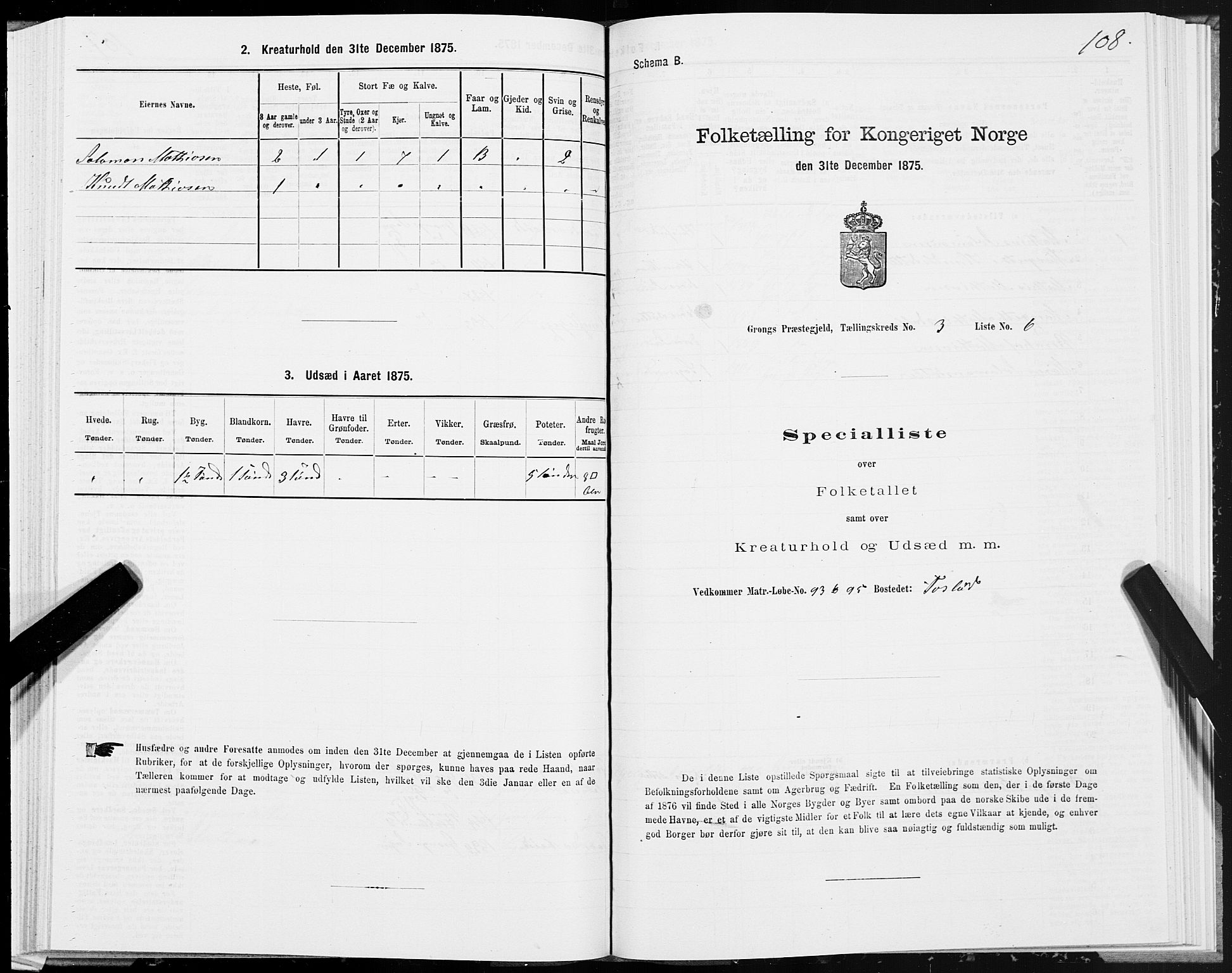 SAT, 1875 census for 1742P Grong, 1875, p. 2108