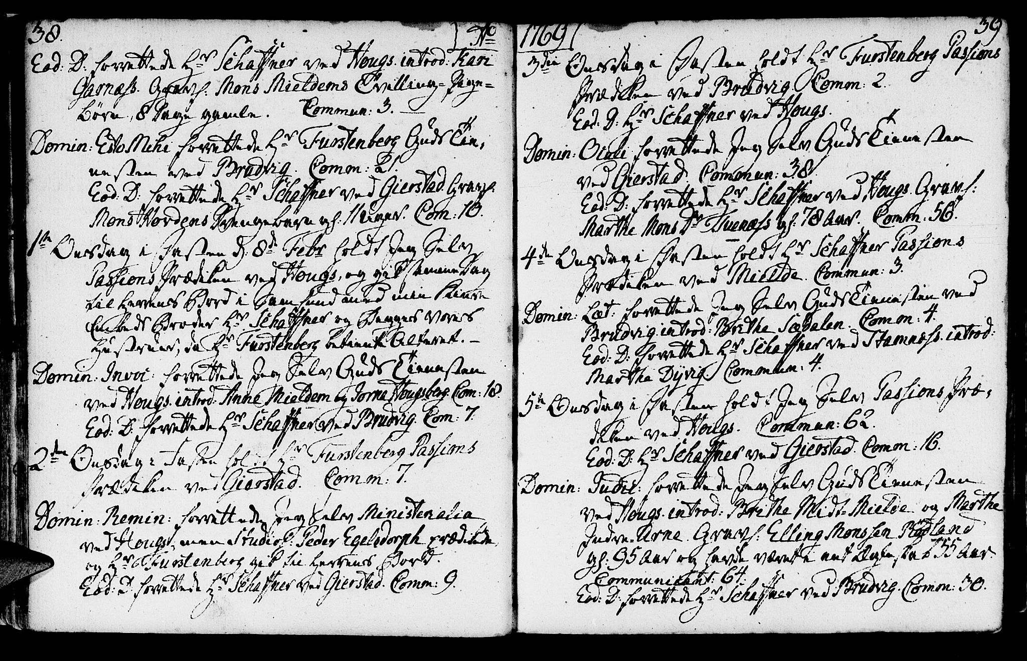 Haus sokneprestembete, AV/SAB-A-75601/H/Haa: Parish register (official) no. A 9, 1767-1781, p. 38-39