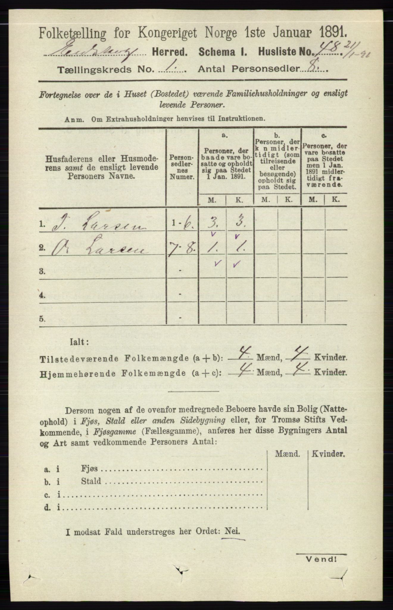 RA, 1891 census for 0420 Eidskog, 1891, p. 86