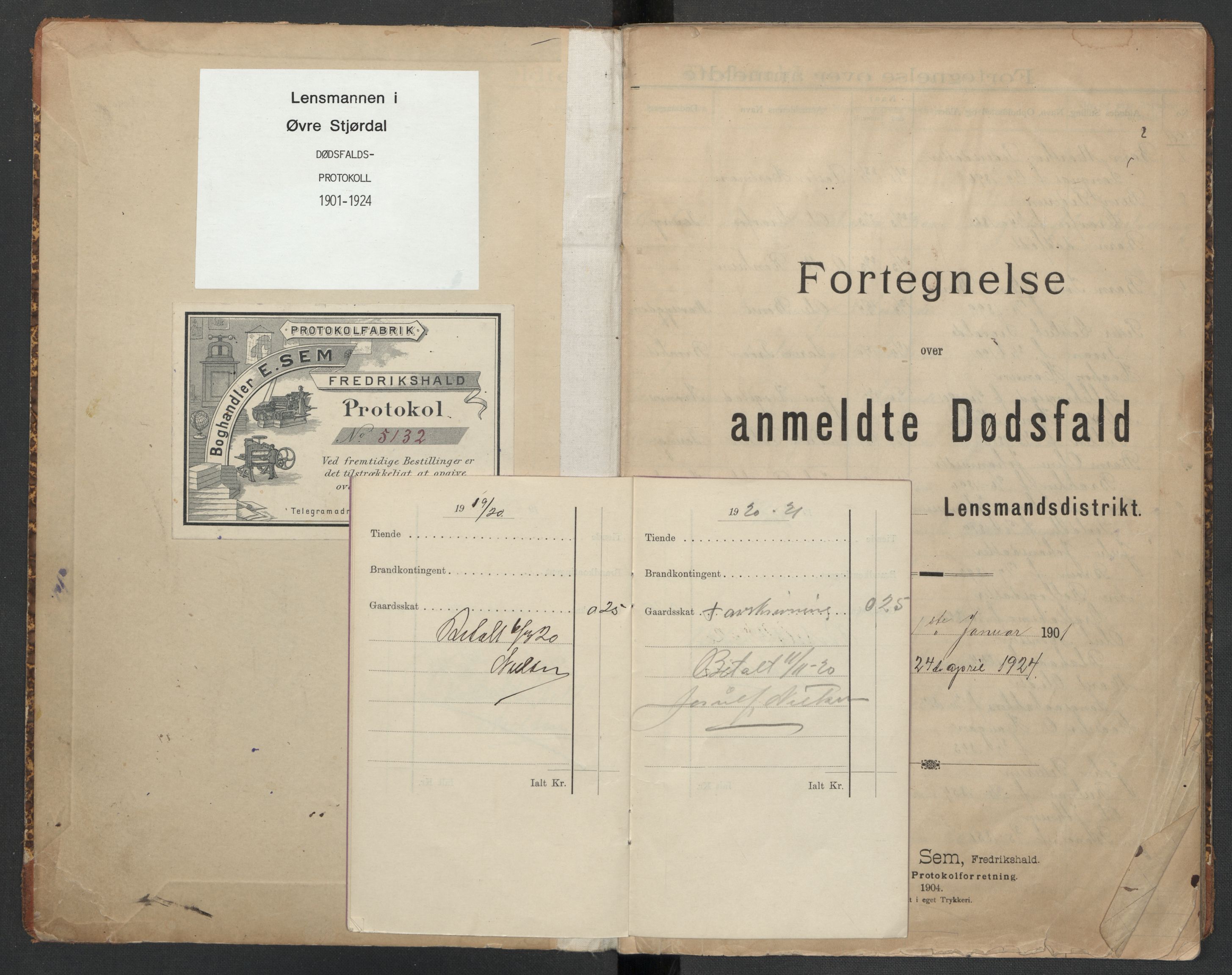 Øvre Stjørdal lensmannskontor, AV/SAT-A-1819/1/02/L0003: 2.01.03 Dødsfallsprotokoll, 1901-1924