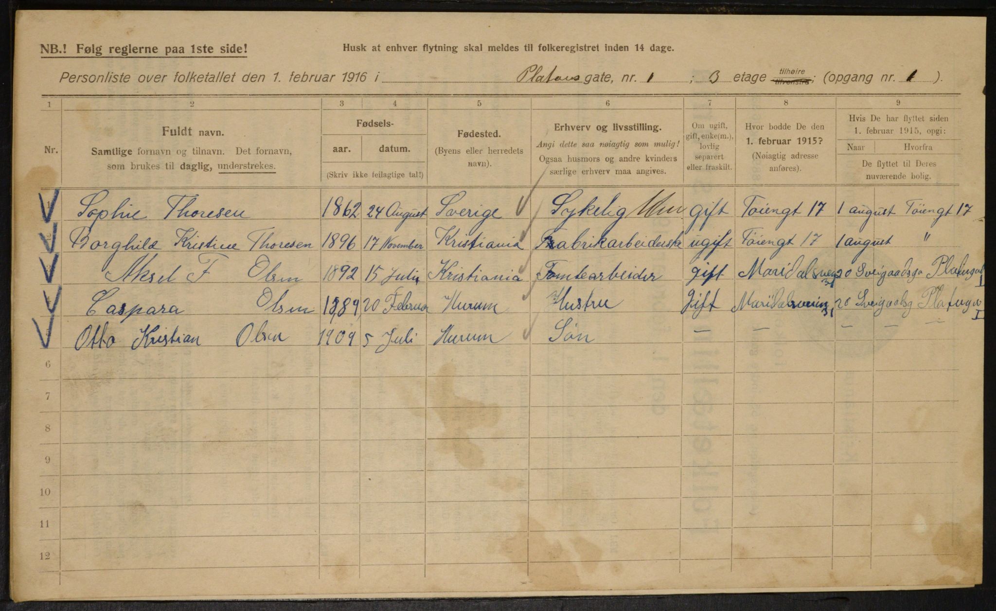 OBA, Municipal Census 1916 for Kristiania, 1916, p. 82118