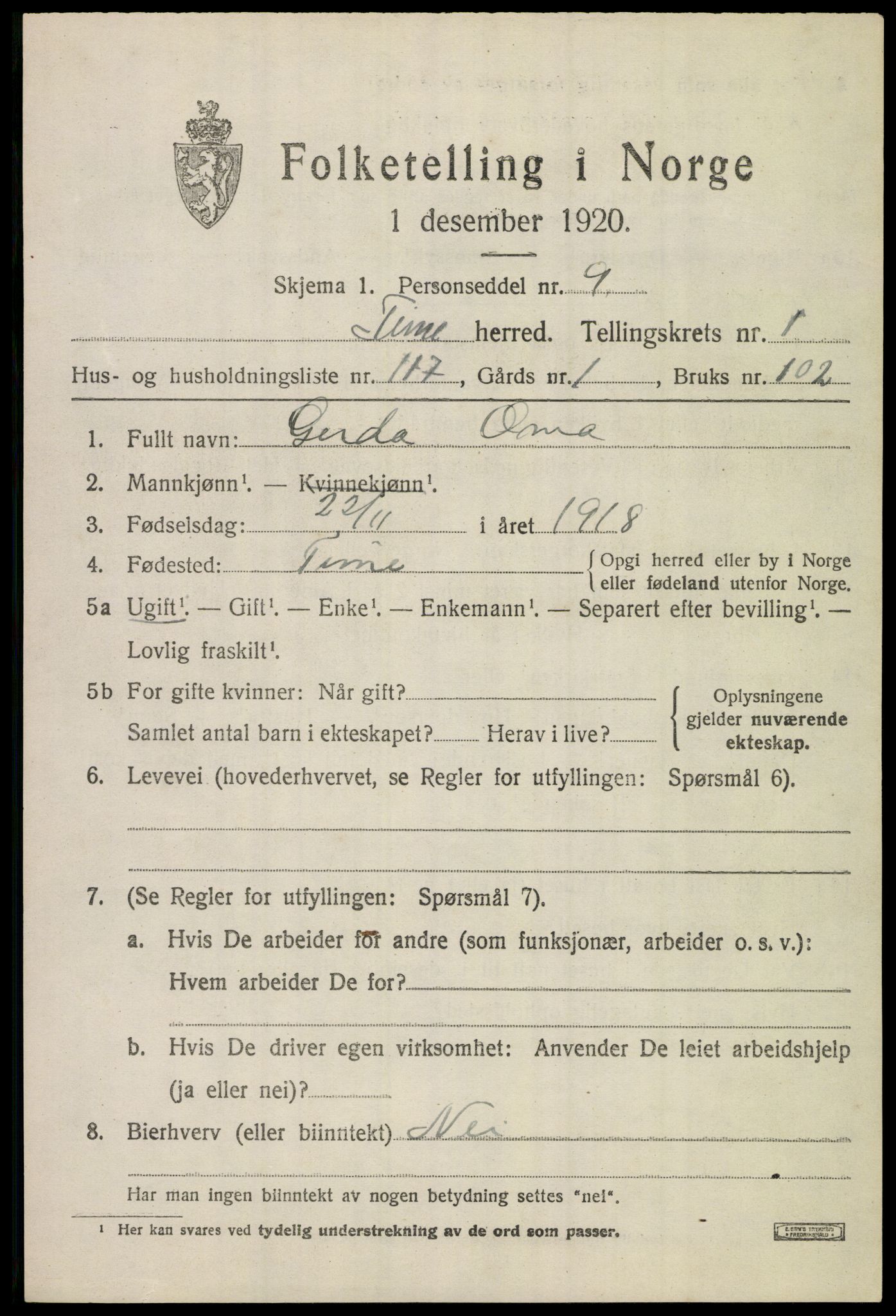 SAST, 1920 census for Time, 1920, p. 2873