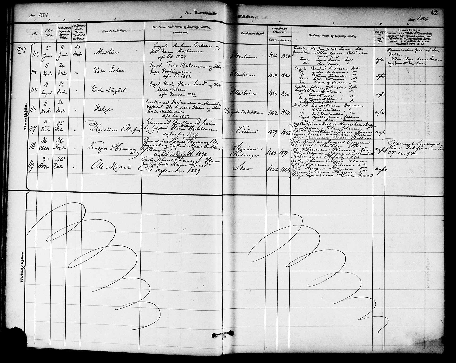 Skedsmo prestekontor Kirkebøker, SAO/A-10033a/F/Fa/L0014: Parish register (official) no. I 14, 1892-1901, p. 42