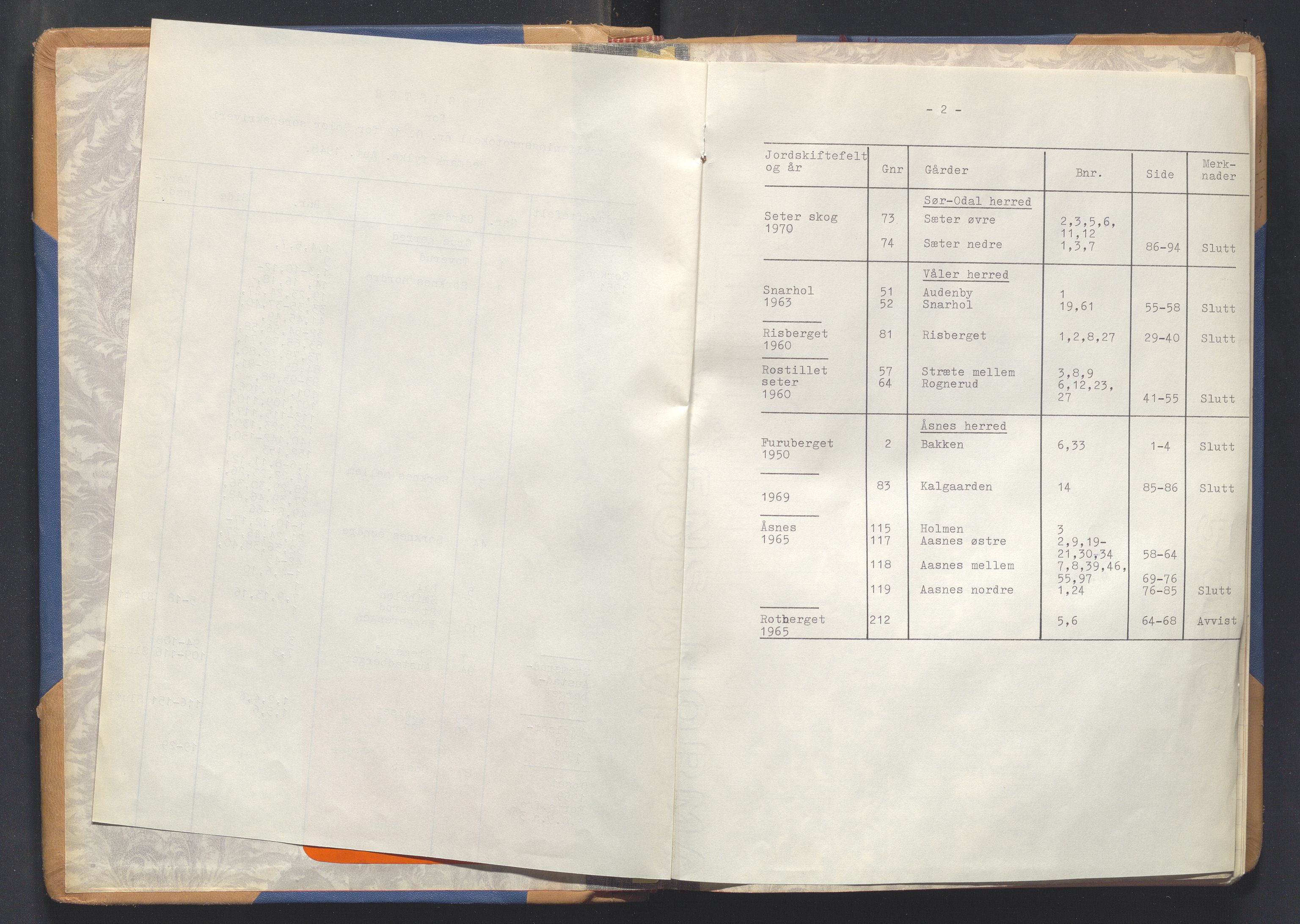 Glåmdal jordskifterett, AV/SAH-JORDSKIFTEH-003/G/Ga/L0007: Rettsbok - nr. G12, 1950-1972