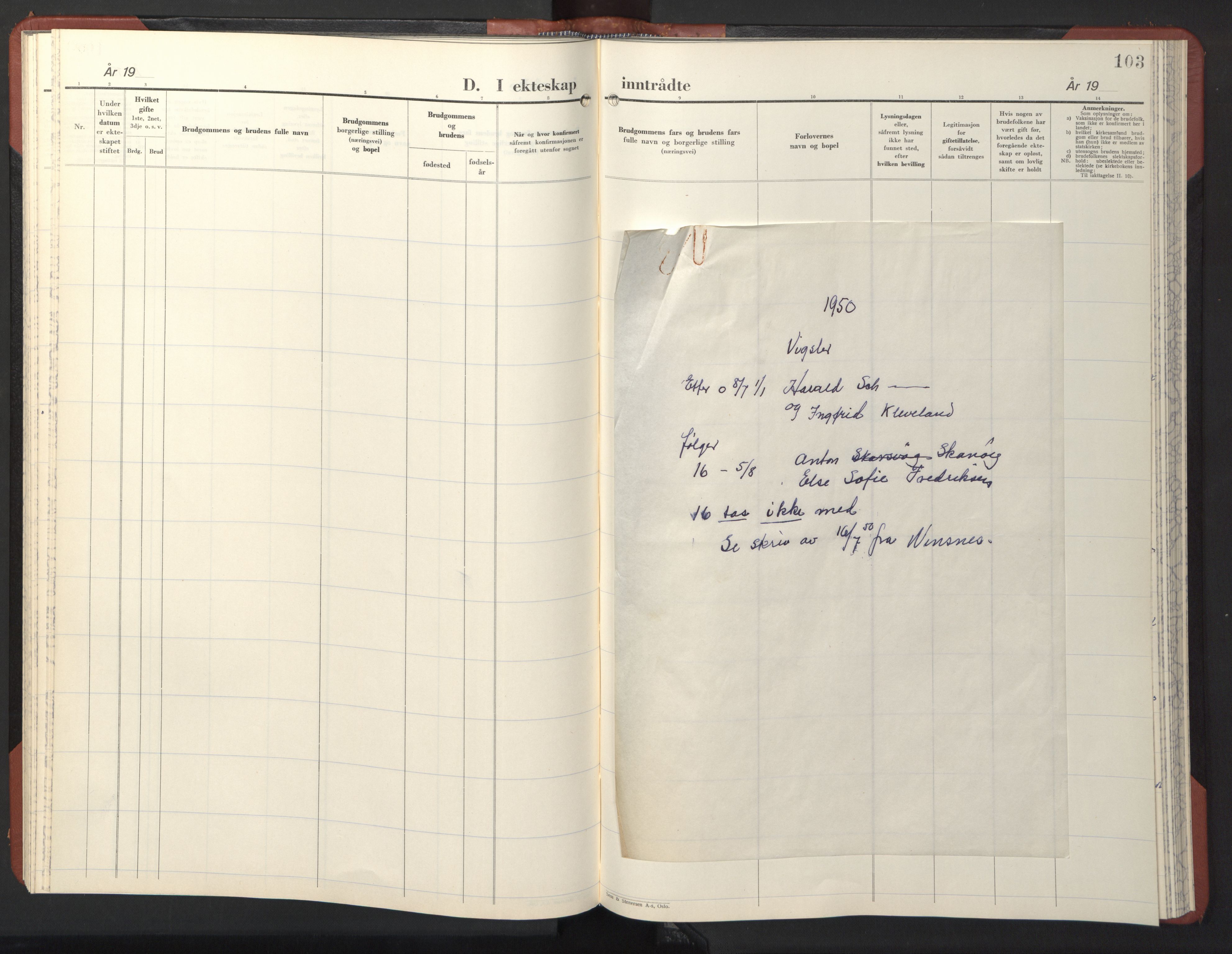 Ministerialprotokoller, klokkerbøker og fødselsregistre - Sør-Trøndelag, SAT/A-1456/611/L0359: Parish register (copy) no. 611C07, 1947-1950, p. 103