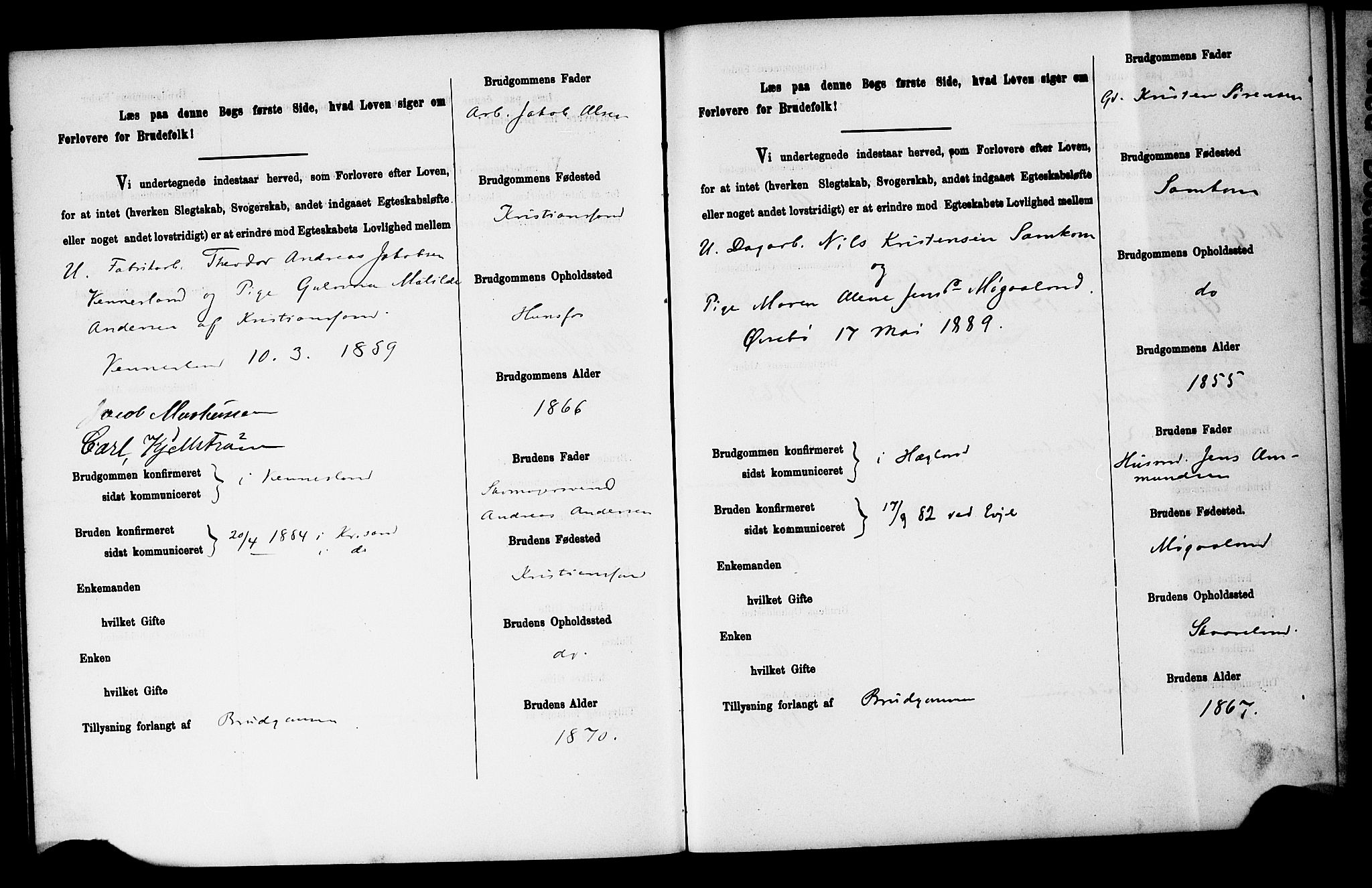 Vennesla sokneprestkontor, AV/SAK-1111-0045/J/L0032/0003: Banns register no. II 5 1, 1886-1892, p. 36