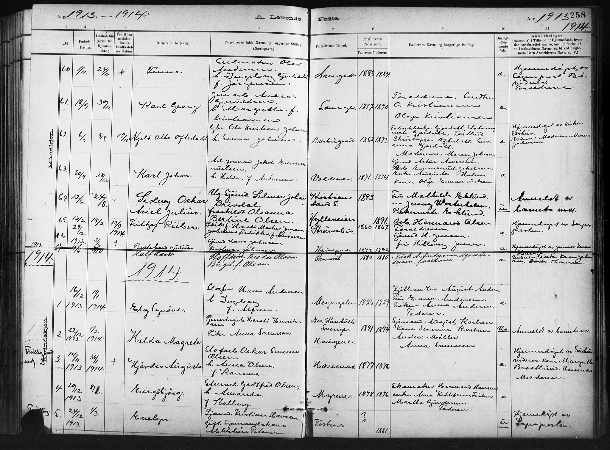 Barbu sokneprestkontor, SAK/1111-0003/F/Fb/L0002: Parish register (copy) no. B 2, 1890-1922, p. 258