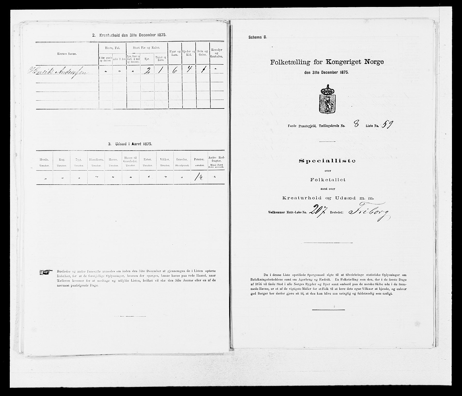 SAB, 1875 census for 1432P Førde, 1875, p. 995