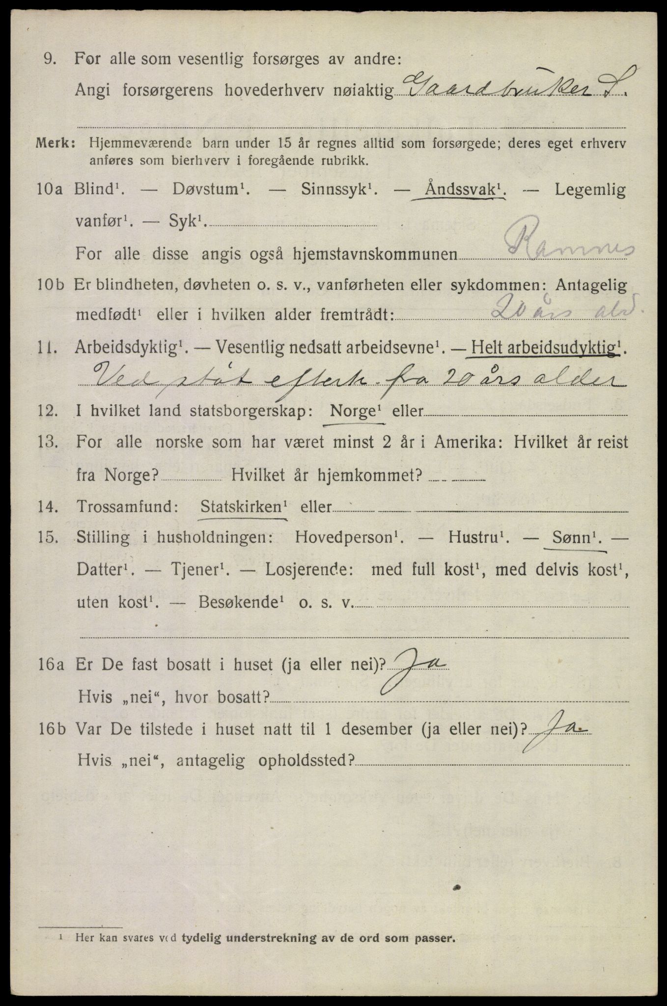 SAKO, 1920 census for Ramnes, 1920, p. 1457