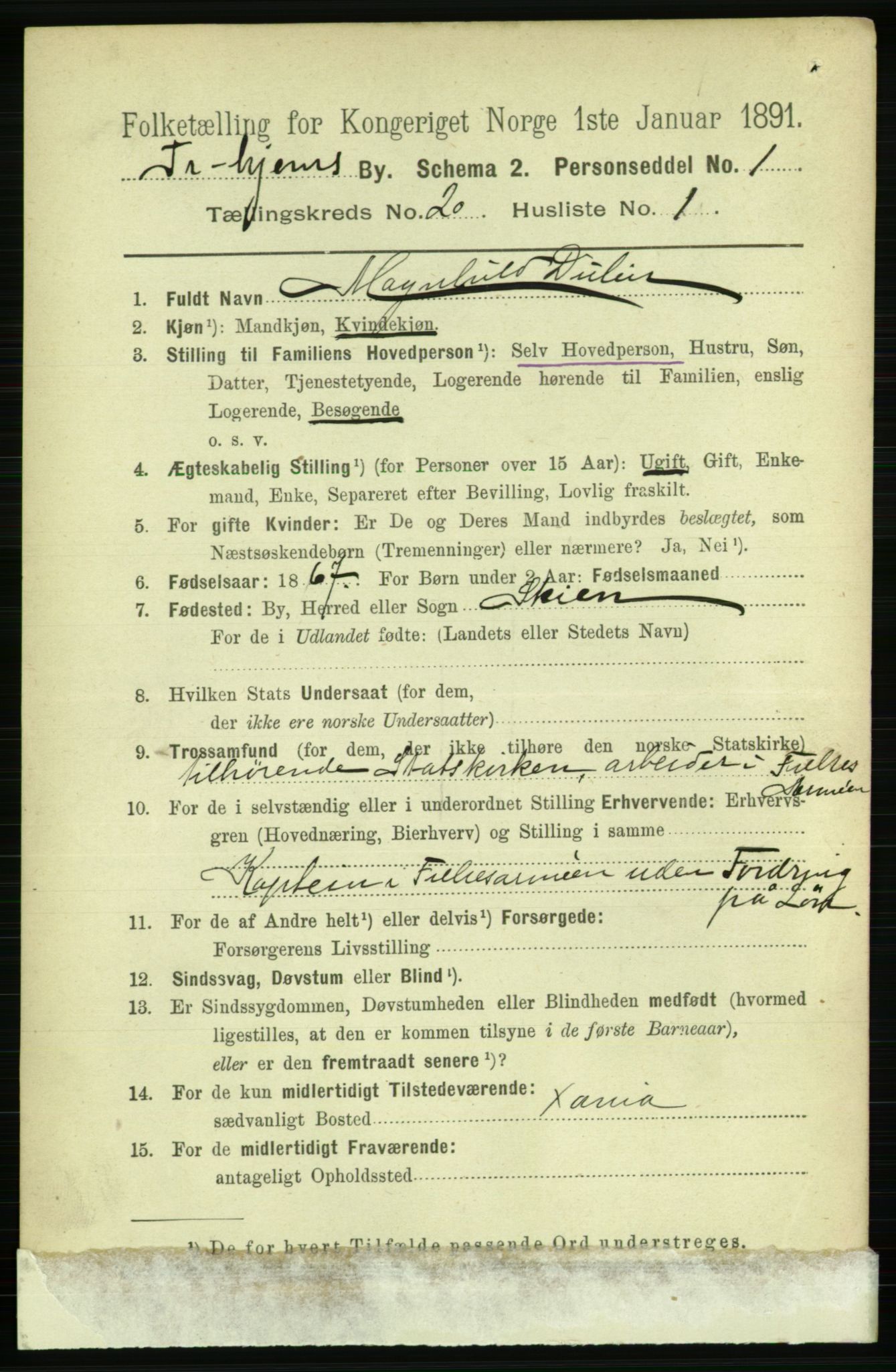 RA, 1891 census for 1601 Trondheim, 1891, p. 15151