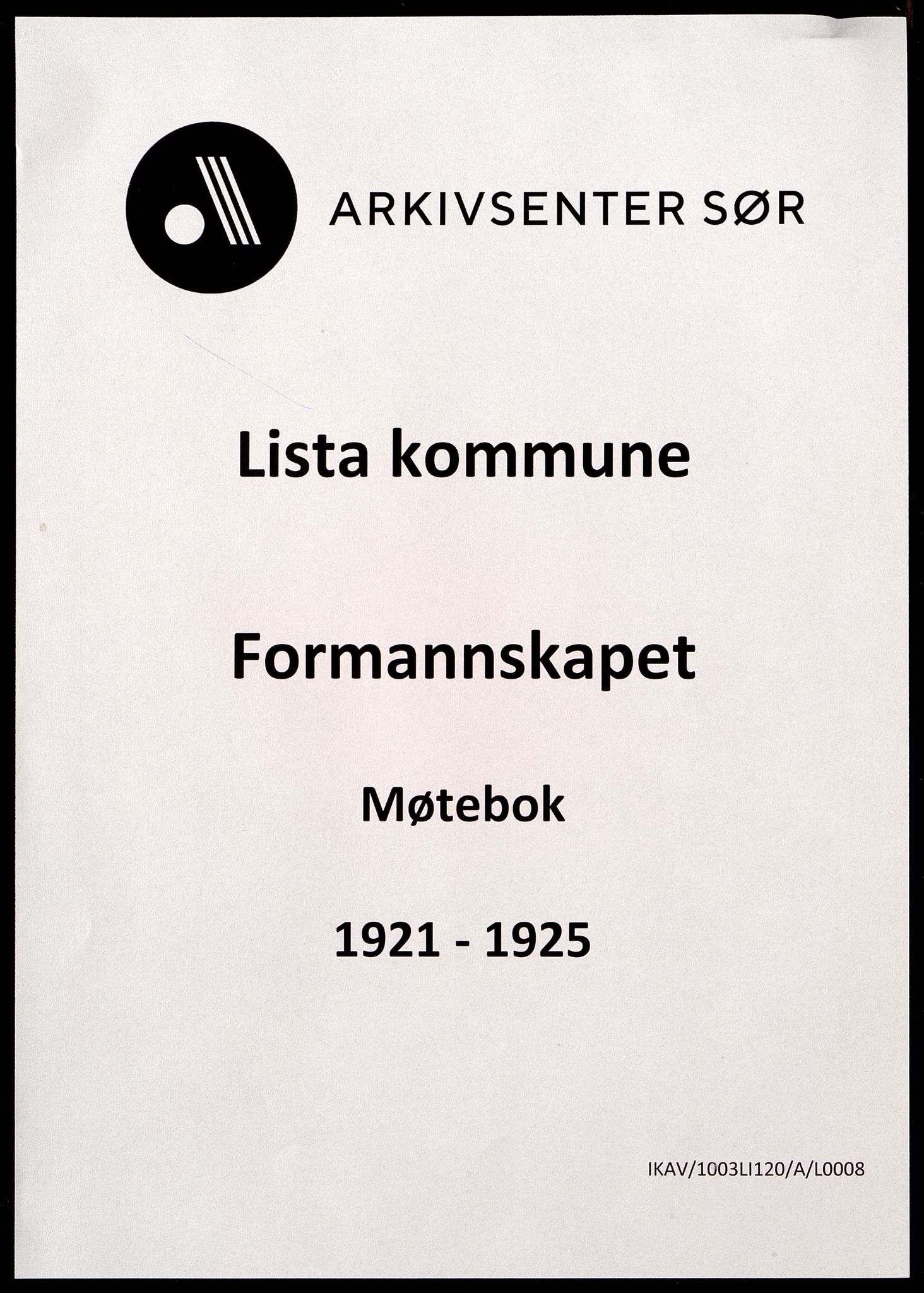 Lista kommune - Formannskapet, ARKSOR/1003LI120/A/L0008: Møtebok (d), 1921-1925