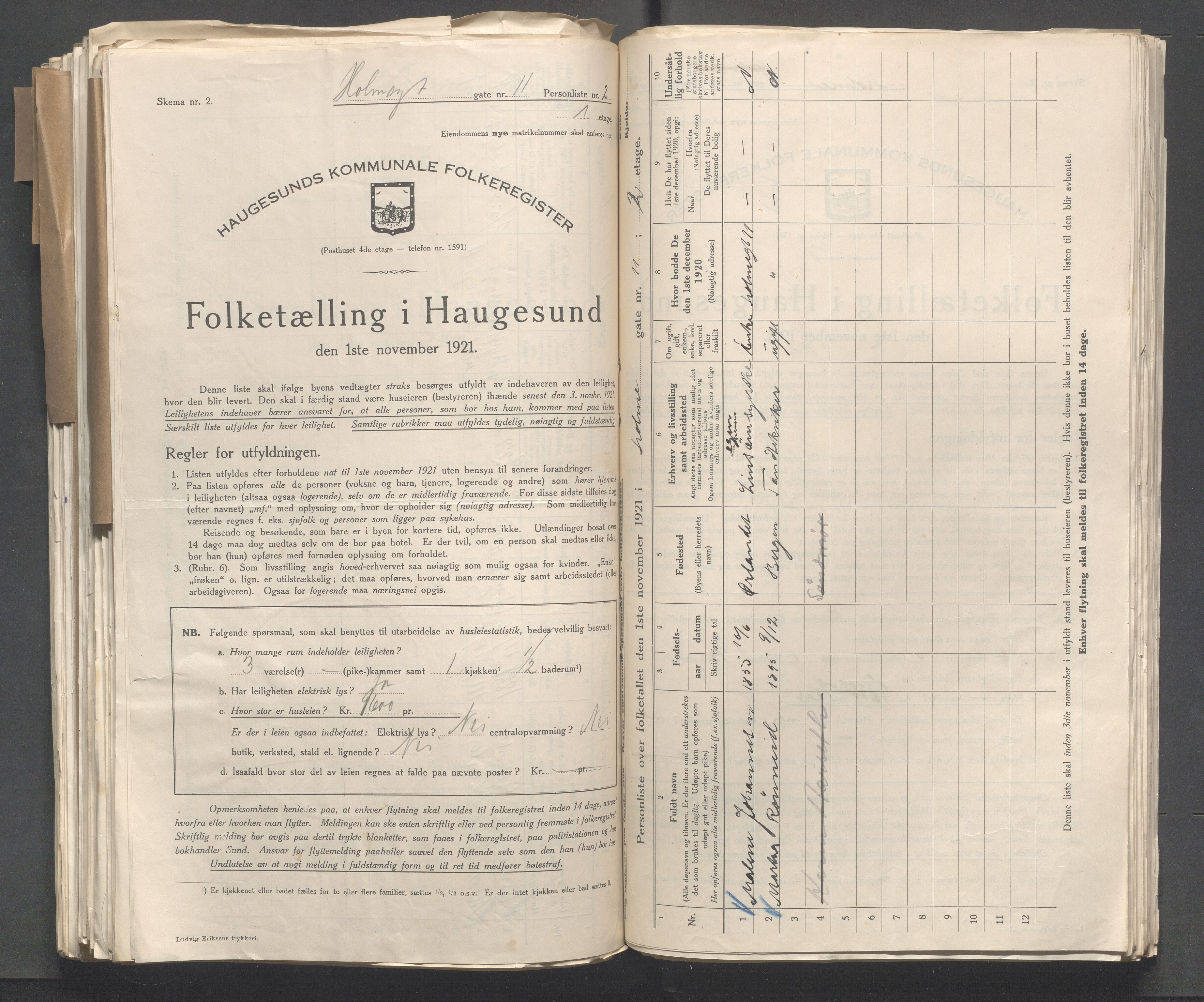 IKAR, Local census 1.11.1921 for Haugesund, 1921, p. 6131