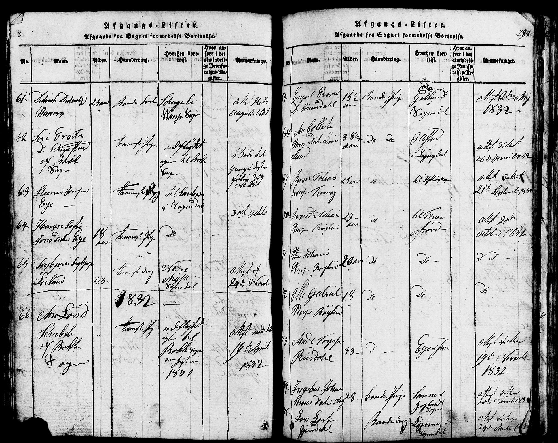 Lund sokneprestkontor, SAST/A-101809/S07/L0002: Parish register (copy) no. B 2, 1816-1832, p. 294