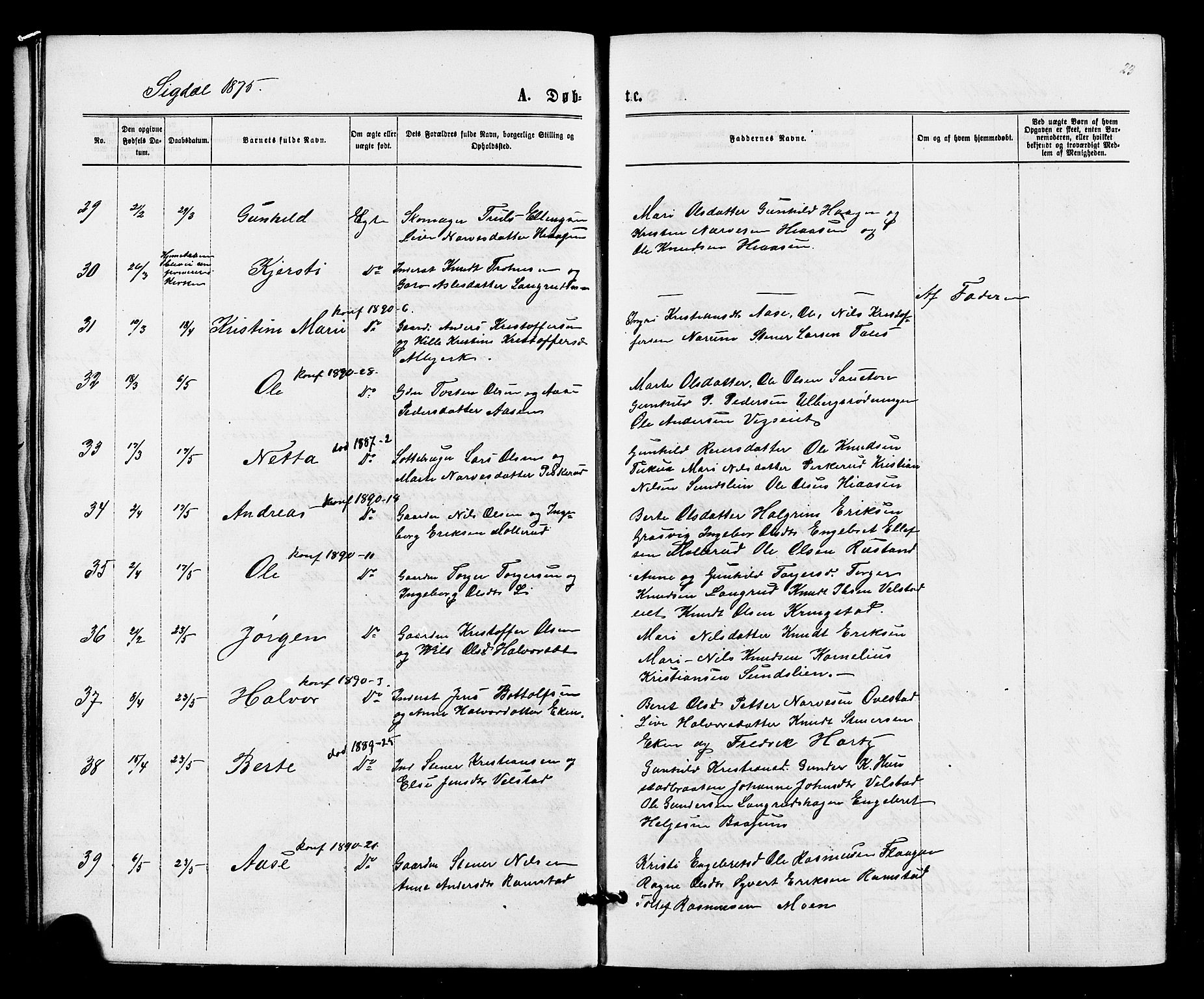 Sigdal kirkebøker, AV/SAKO-A-245/F/Fa/L0010: Parish register (official) no. I 10 /1, 1872-1878, p. 23