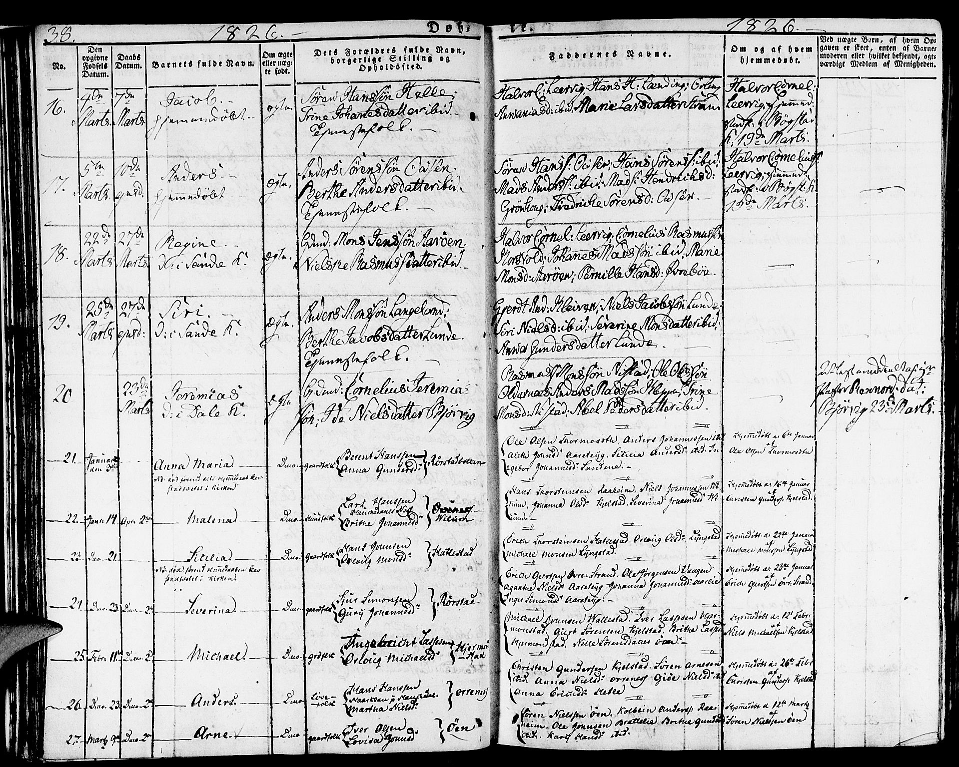 Gaular sokneprestembete, SAB/A-80001/H/Haa: Parish register (official) no. A 3, 1821-1840, p. 38