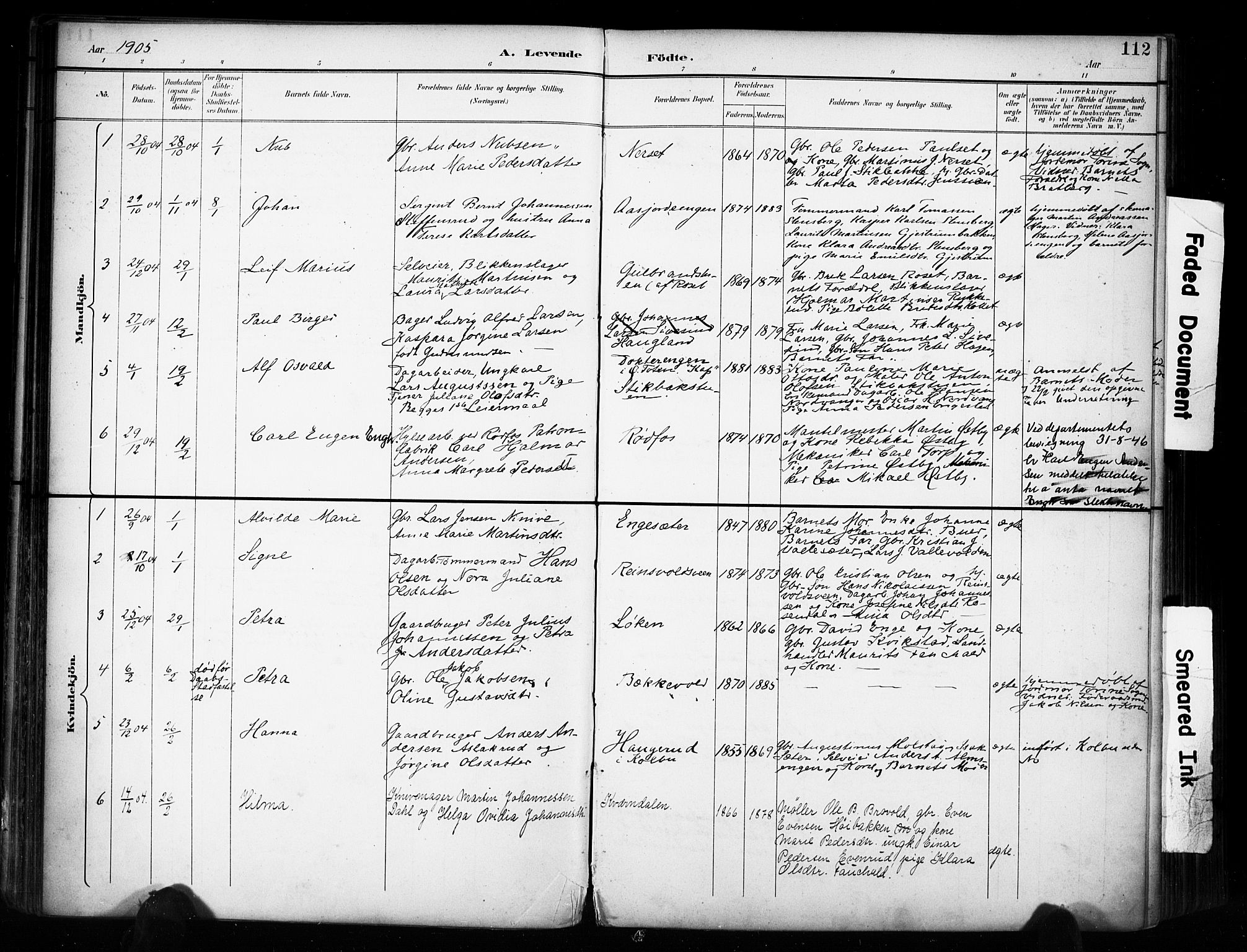 Vestre Toten prestekontor, SAH/PREST-108/H/Ha/Haa/L0011: Parish register (official) no. 11, 1895-1906, p. 112