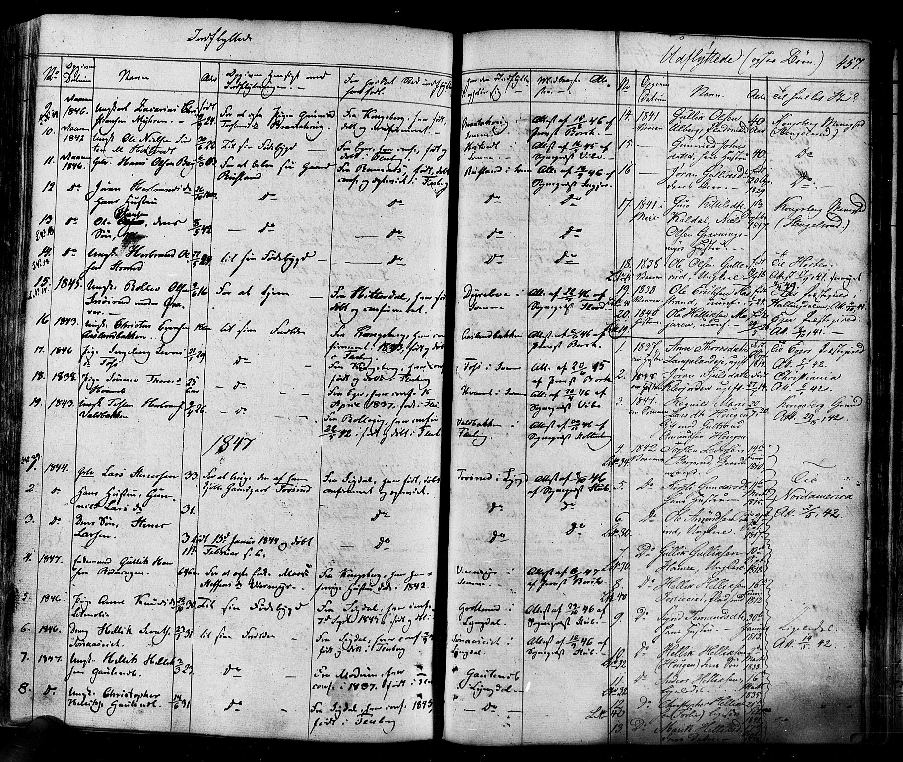 Flesberg kirkebøker, SAKO/A-18/F/Fa/L0006: Parish register (official) no. I 6, 1834-1860, p. 457
