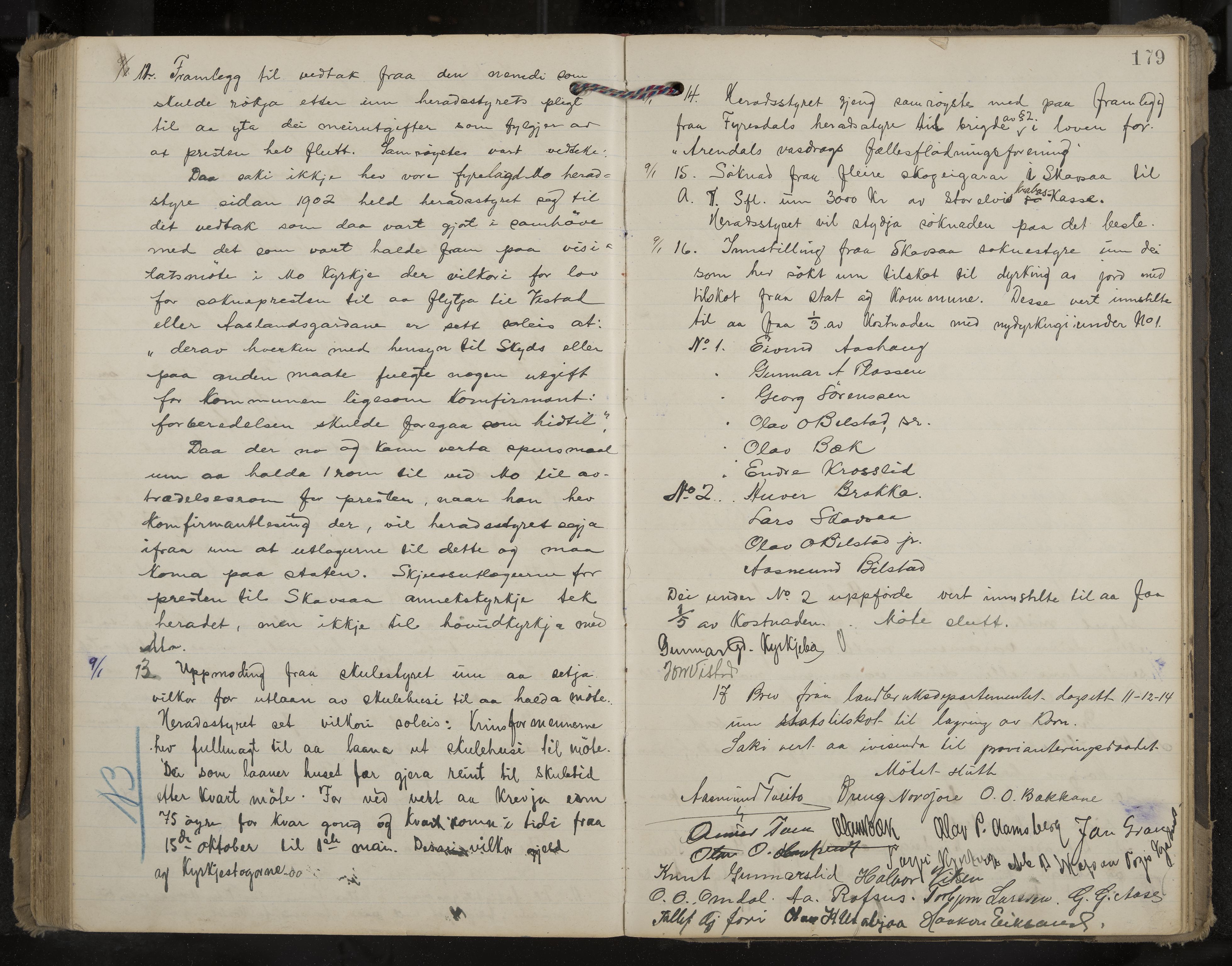 Mo formannskap og sentraladministrasjon, IKAK/0832021/A/L0004: Møtebok, 1903-1915, p. 179