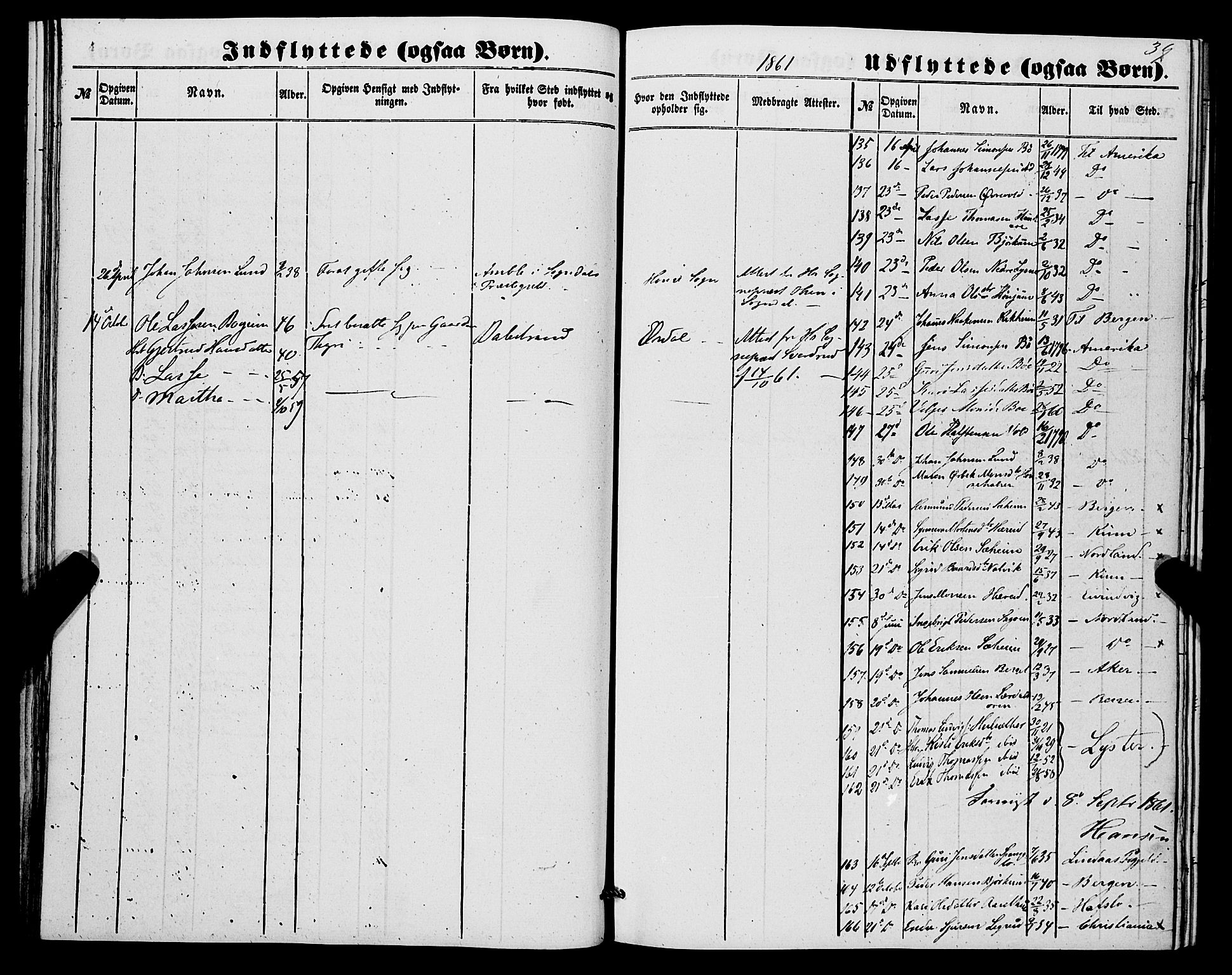 Lærdal sokneprestembete, AV/SAB-A-81201: Parish register (official) no. A 17, 1851-1877, p. 39