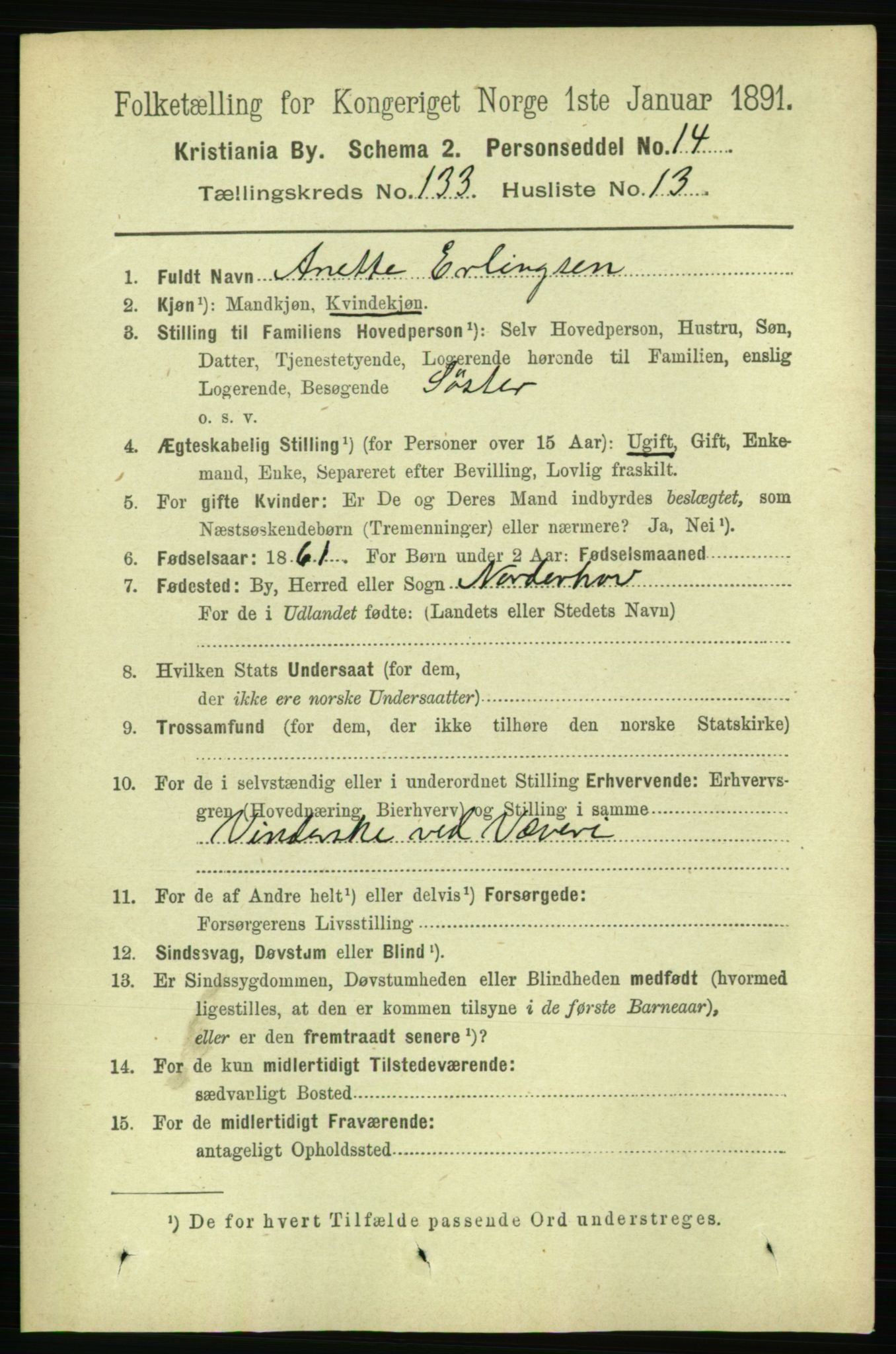 RA, 1891 census for 0301 Kristiania, 1891, p. 72699