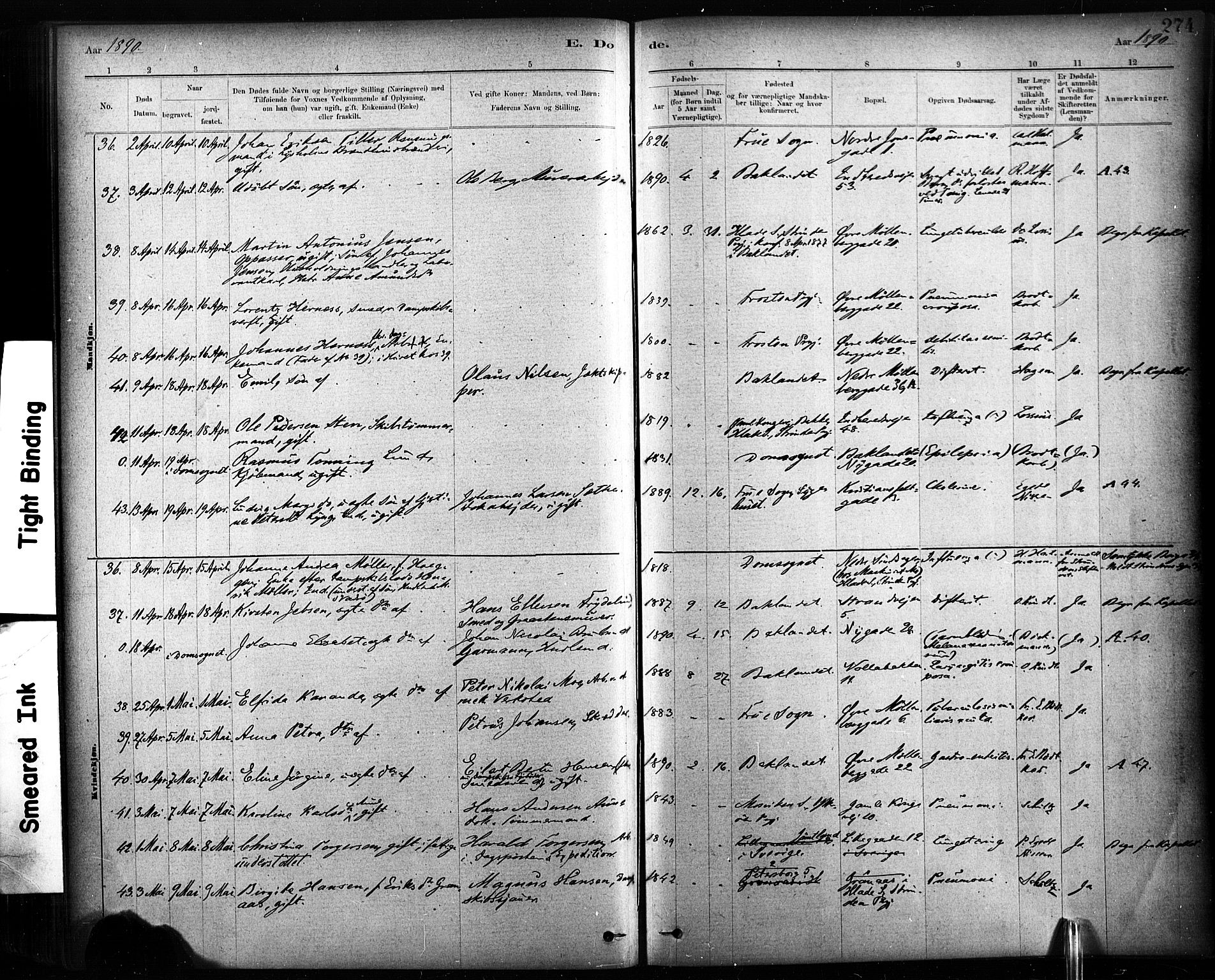 Ministerialprotokoller, klokkerbøker og fødselsregistre - Sør-Trøndelag, AV/SAT-A-1456/604/L0189: Parish register (official) no. 604A10, 1878-1892, p. 274