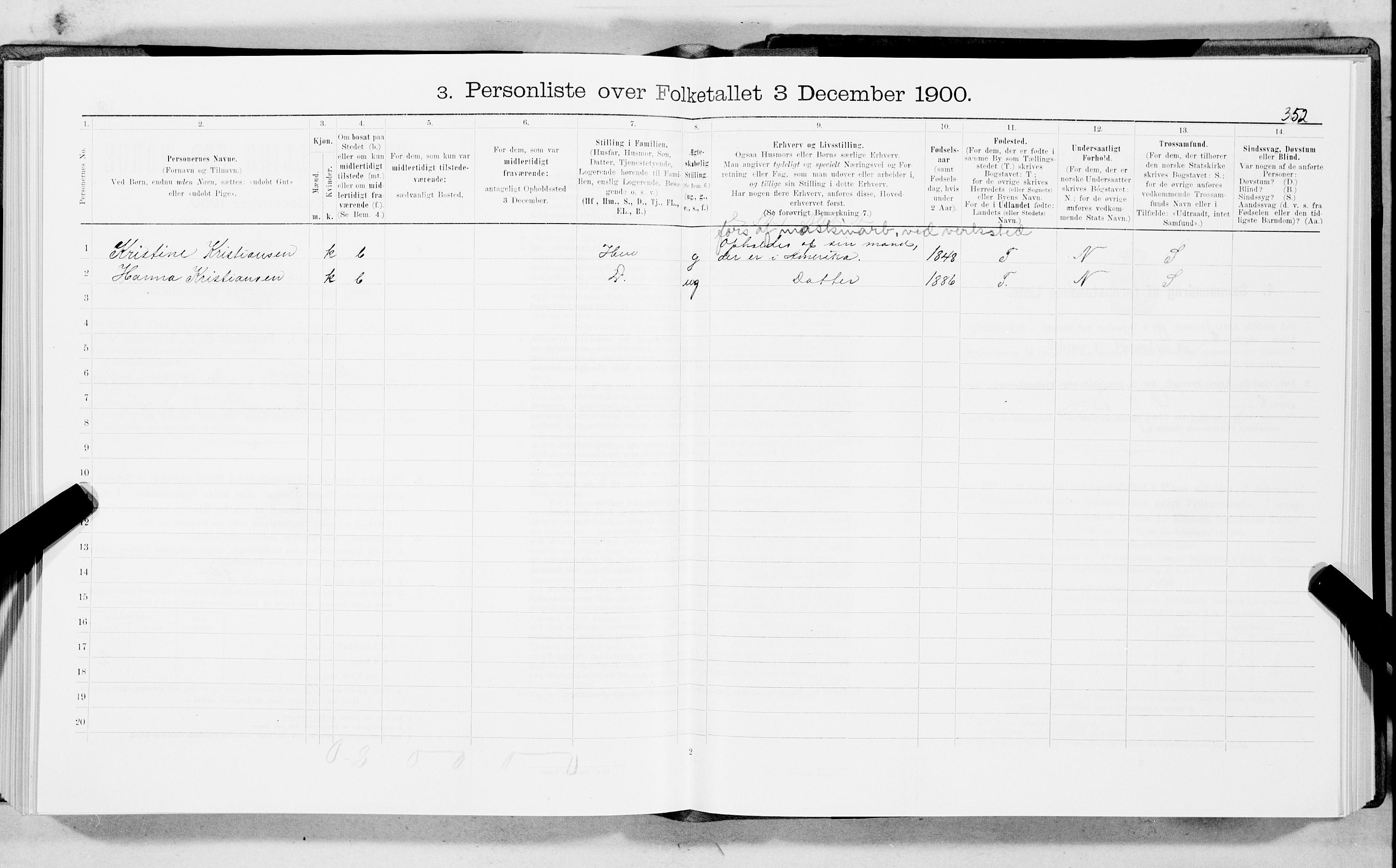SAT, 1900 census for Trondheim, 1900, p. 7655