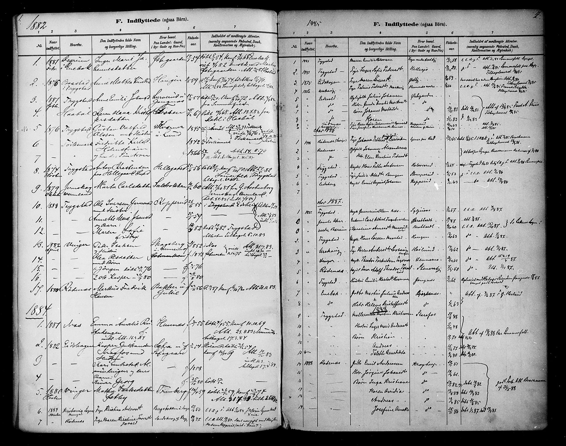 Høland prestekontor Kirkebøker, SAO/A-10346a/F/Fb/L0002: Parish register (official) no. II 2, 1882-1897, p. 4