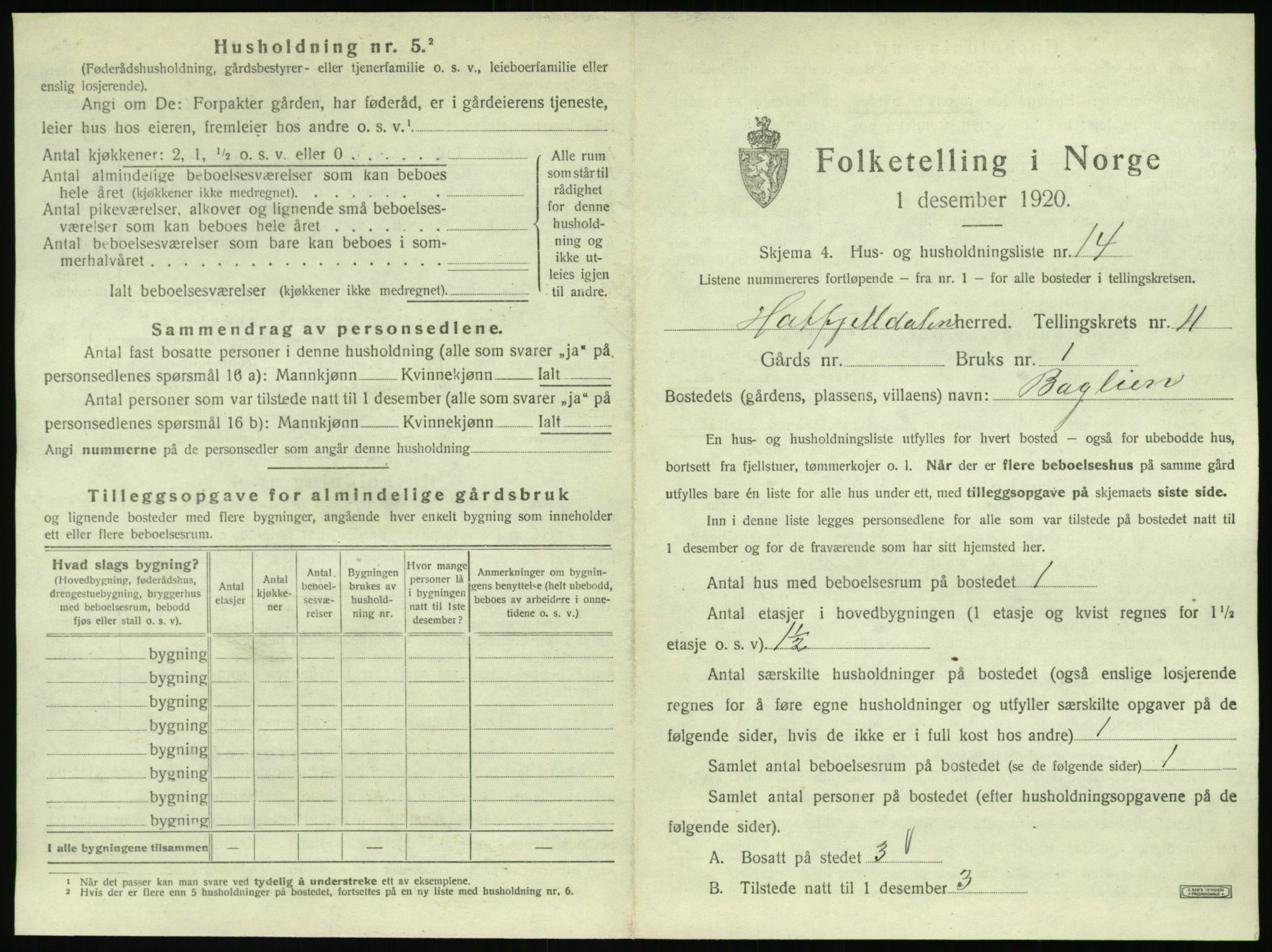 SAT, 1920 census for Hattfjelldal, 1920, p. 364