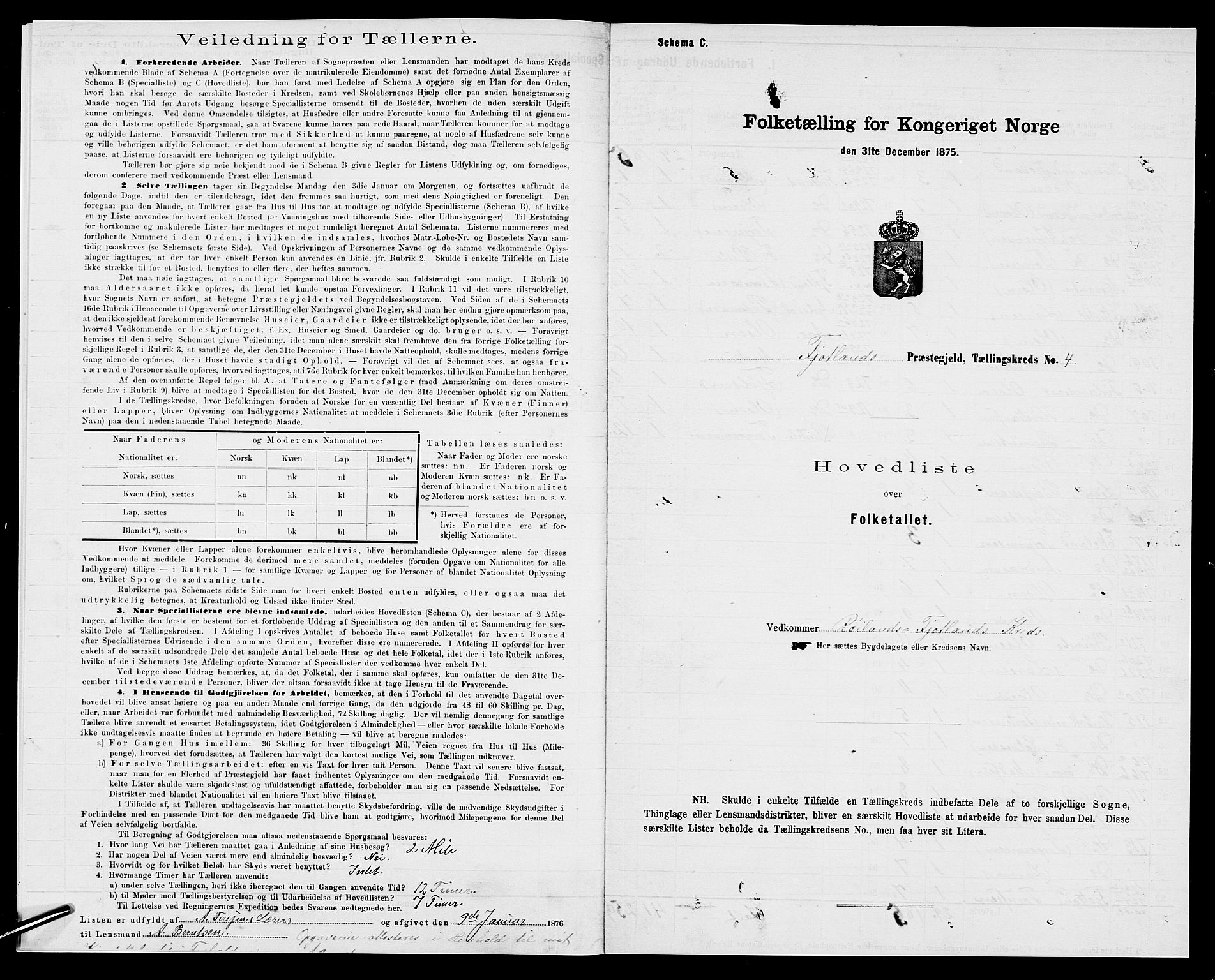 SAK, 1875 census for 1036P Fjotland, 1875, p. 9